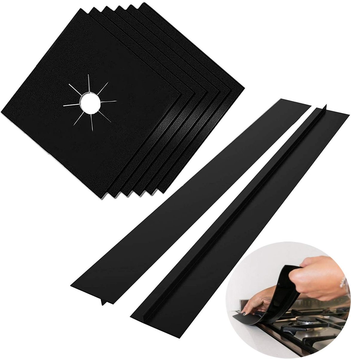 Dailygoods- Gasfornuis Beschermers 6 Stuks - Afdekplaat - Antislip - Verstelbaar - Herbruikbaar - Veilig Materiaal - Fornuisbeschermers