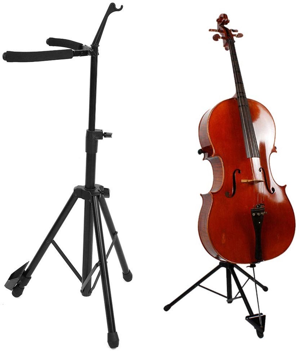Dailygoods- Cellostandaard Inklapbaar - Muziekstandaard voor Cello/Gitaar/Viola - Antislip Bekleding - Verstelbaar - Bescherming voor Cello/Bogen
