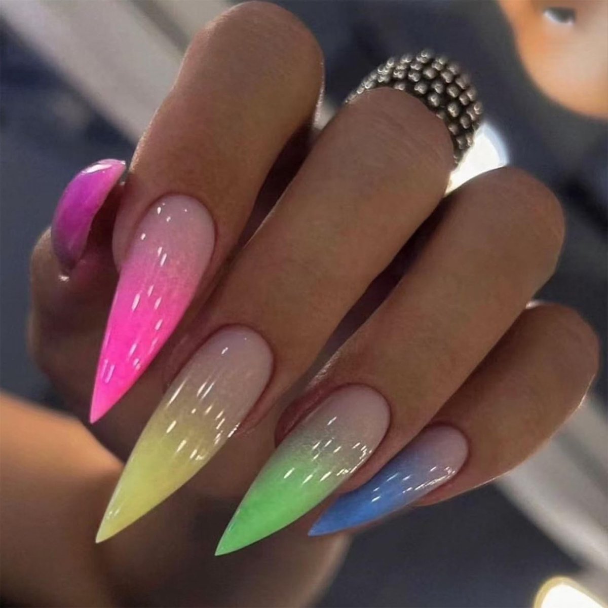 Dailygoods - Set van 24 Lange Stiletto Press-On Kunstnagels met Kleurverloop