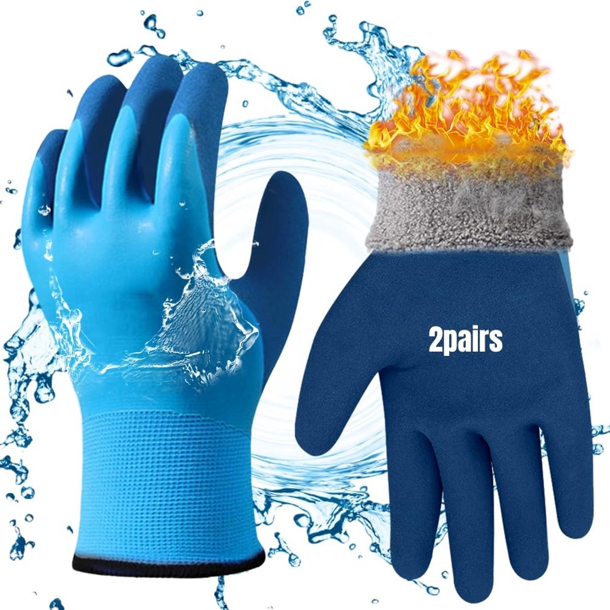 Dailygoods- Werkhandschoenen Waterdicht - Winterhandschoenen - Montagehandschoenen - Antislip - Thermische Handschoenen - Dubbellaagse Latex Coating