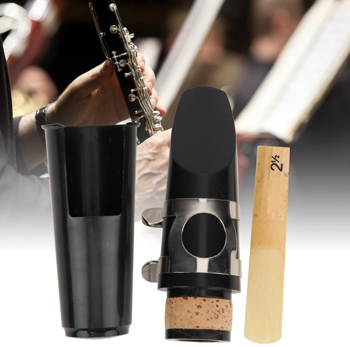 Dailygoods- Mondstuk Kit - Klarinet/Saxofoon - Riet Accessoire - Muziekinstrument - Geschikt voor Klarinet Spelers - Zwart - Klarinetmondstuk