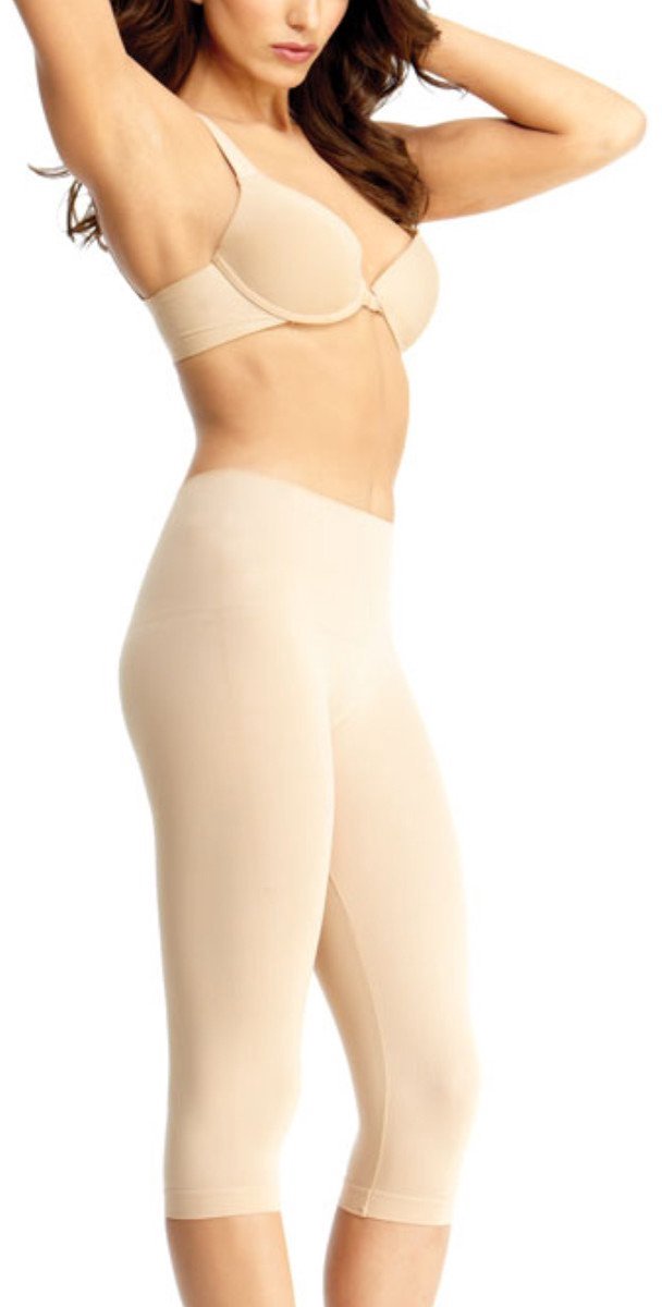 MeMoi Capri-legging met hoge taille, buikcontrole en figuurcorrigerend effect voor dames Nude