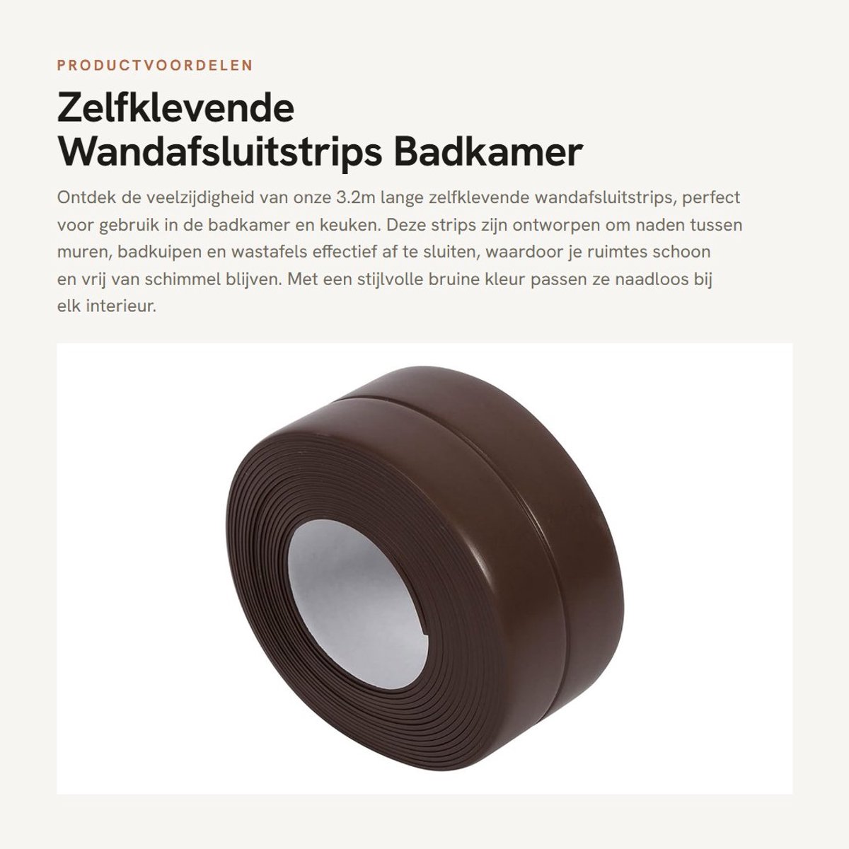 Dailygoods- Wandafdichtstrips 3.2m - Zelfklevend - Waterdicht - PVC - Schimmelbestendig - Flexibel Ontwerp - Makkelijk te Snijden - Afdichtband
