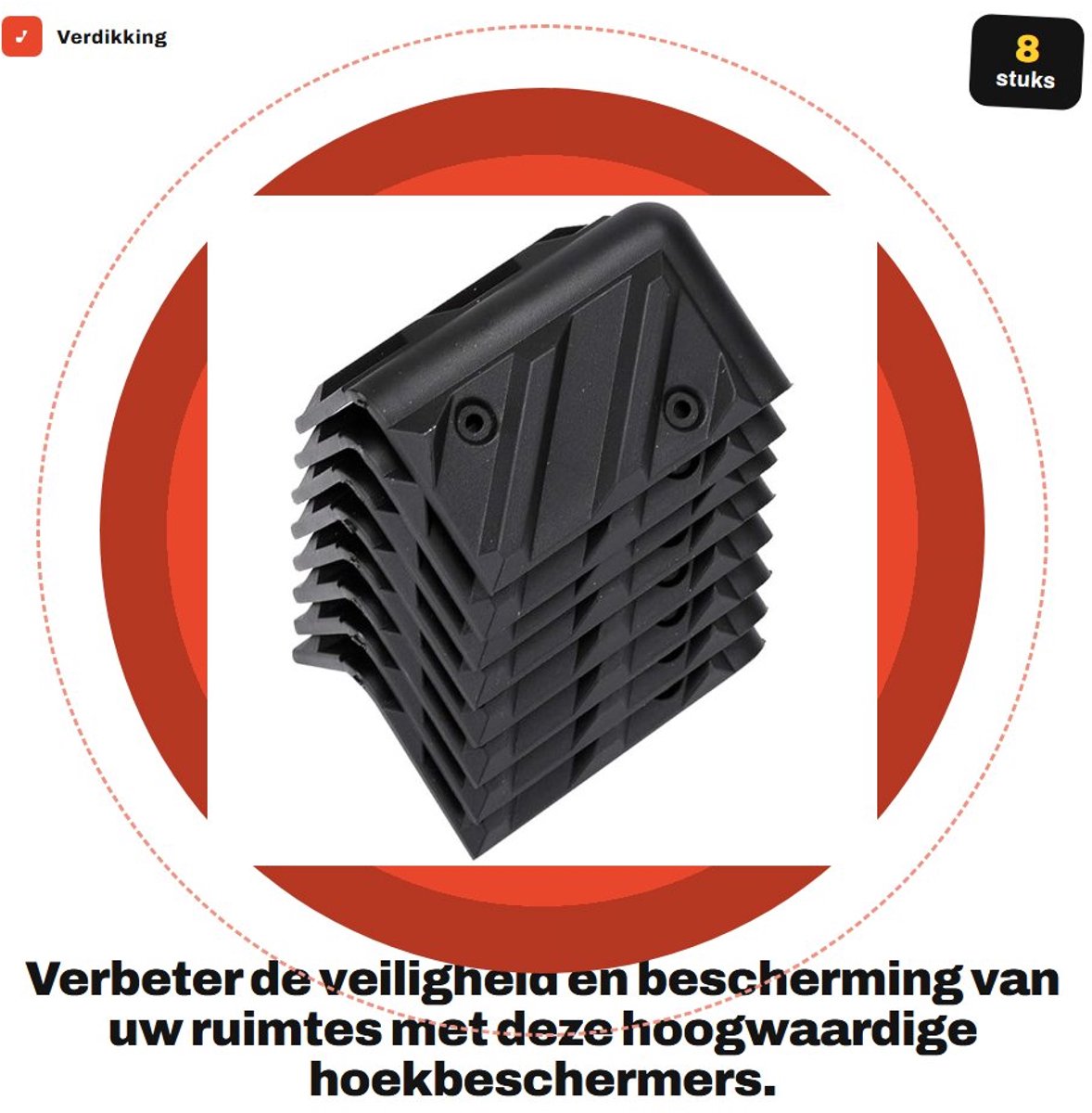 Dailygoods - Verdikking Luidspreker Hoekbeschermer - Kunststof Hoekbescherming - 8 Stuks - Zwart - Haakse Beveiliging - Ideaal voor Huishoudens - Hoek...