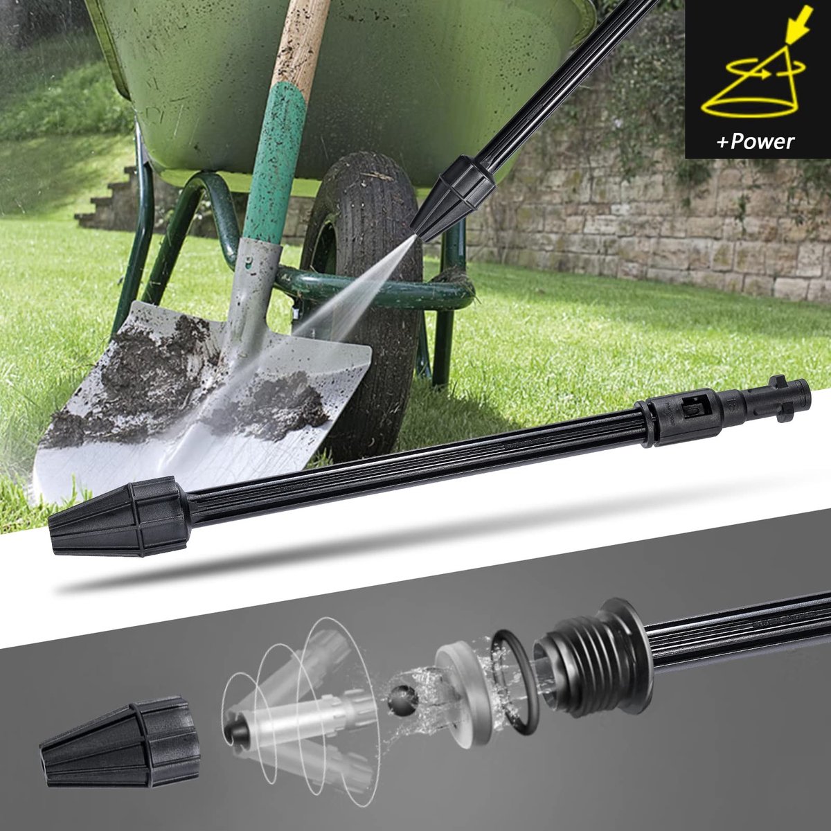 Dailygoods - Vervangende Hogedruklans - Turbovermogen - Draaibaar - Zwart - Voor Kärcher K2 K3 K4 K5 K6 K7 - Ideaal voor het Reinigen van Auto's en Te...