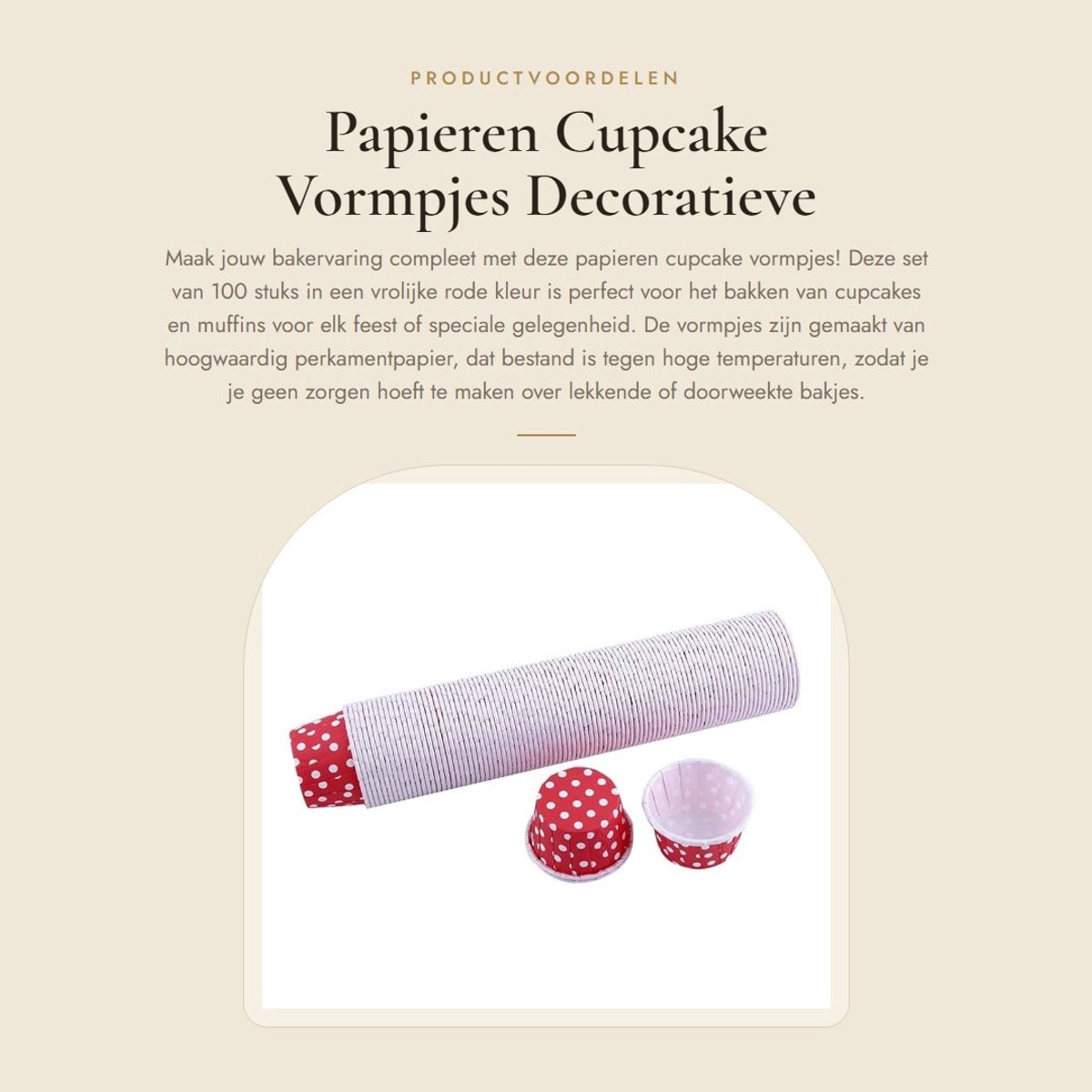 Dailygoods- Cupcake Vormpjes Papier 100 Stuks - Muffin Bakvorm - Decoratieve Bakpapier Liners - Perkamentpapier - Rood - Afmetingen 5x3 cm - Muffinbakvormpjes