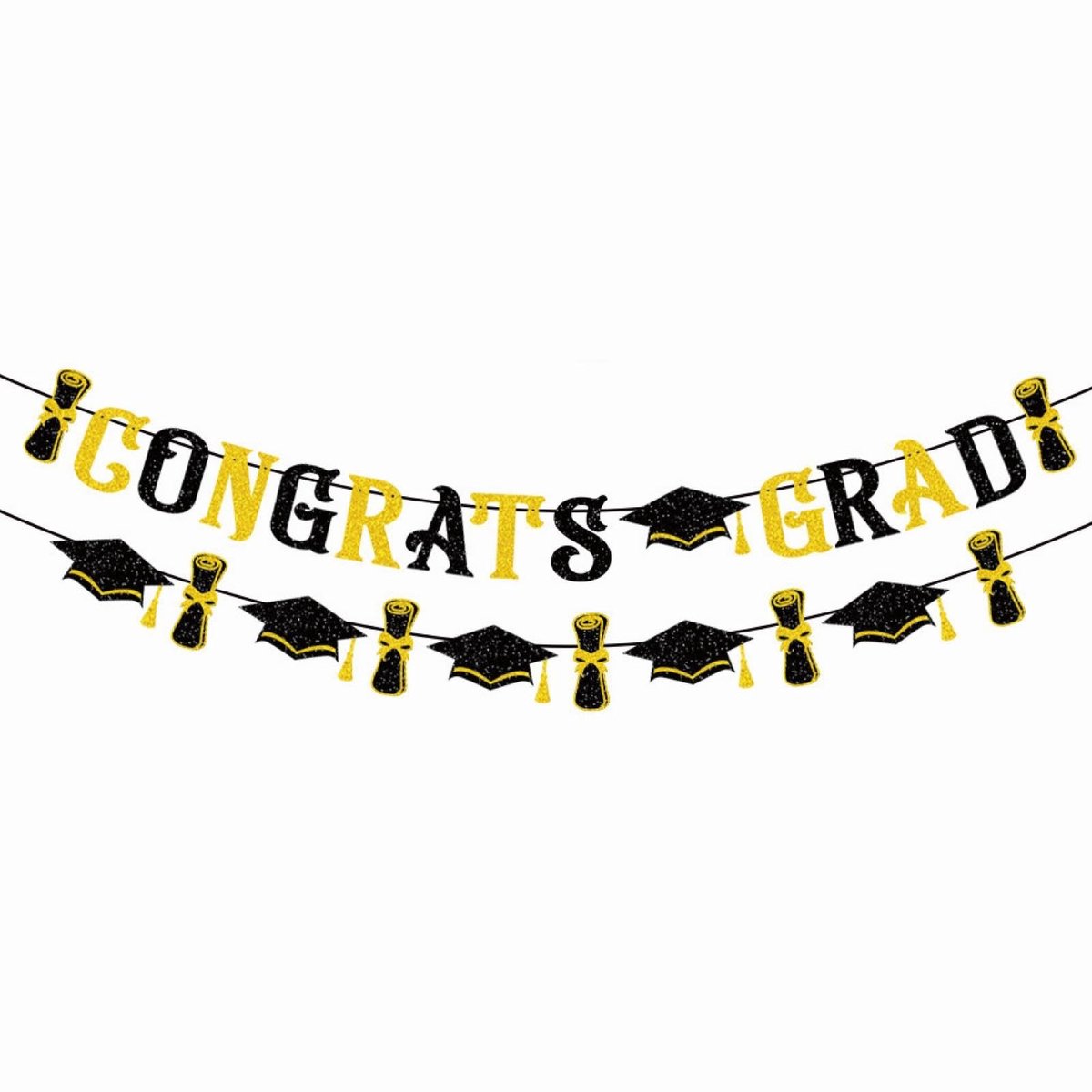 Dailygoods- Afstudeerdecoratie - Congrats Grad Banner - Bachelor Hut Banner - Hängende Deko - Feestdecoratie - Hoogwaardig Papier - Afstudeerbanner