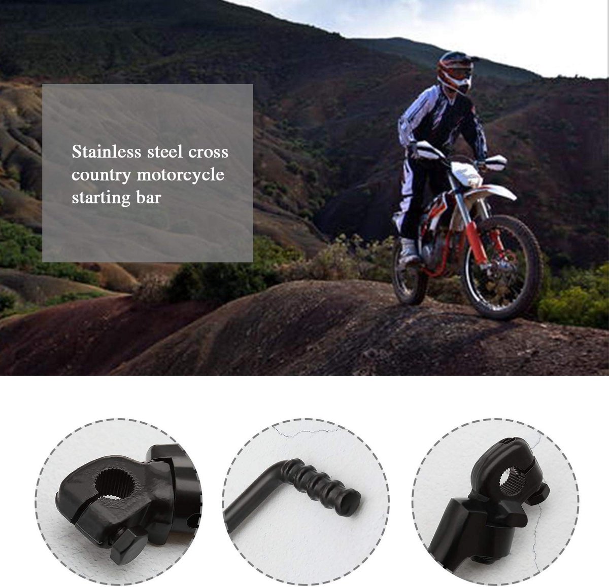 Dailygoods- Starthendel Roestvrij Staal - Kickstart - Vervangend Onderdeel - 13mm Montagegat - Off-Road Motorfiets - Zwart - Kickstarter