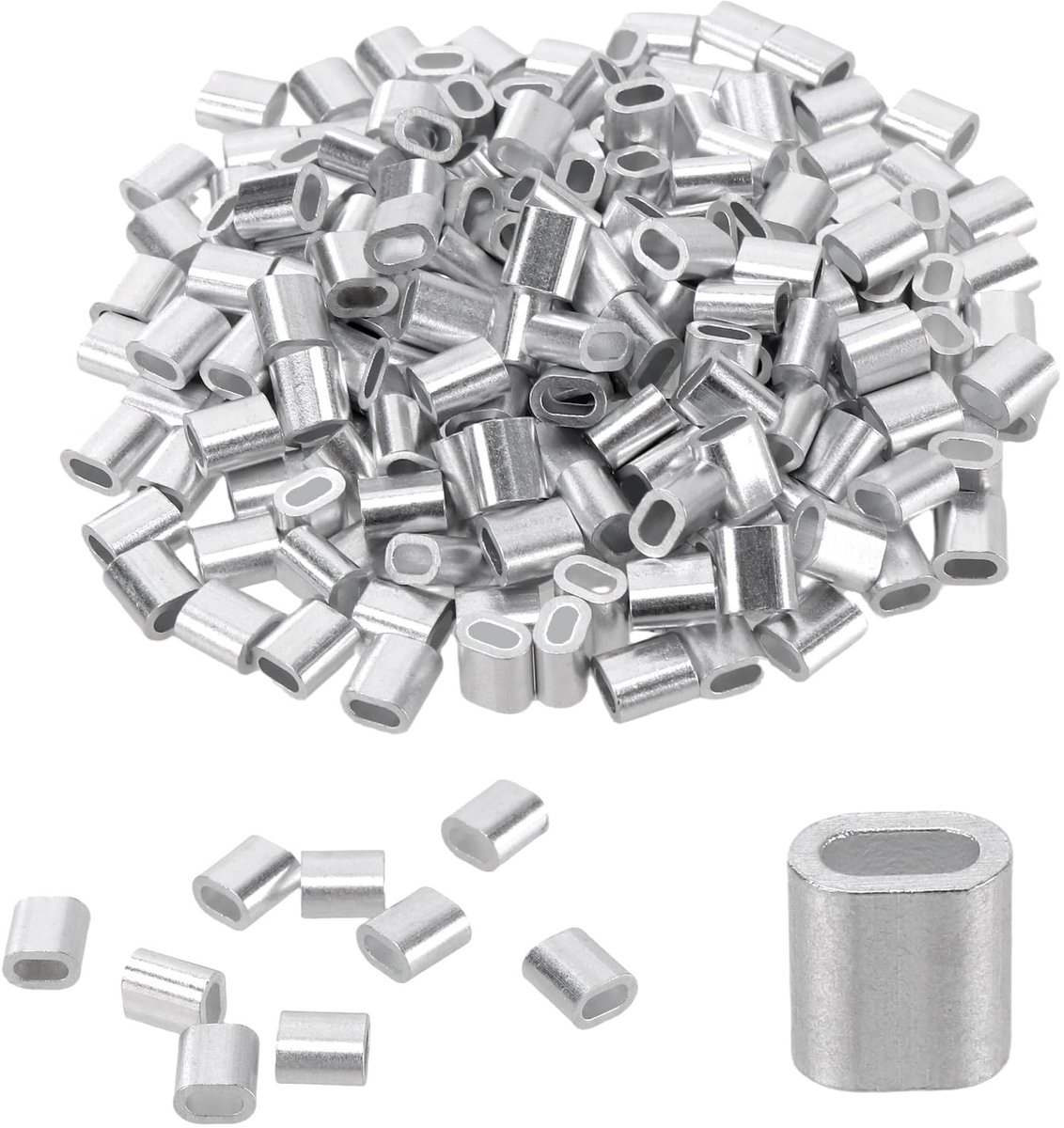 Dailygoods- Aluminiumhulzen 300 Stuks - Aluminium Persklemmen 2mm - Aluminium Crimpsluis - Draadkabelconstructies - Afsluitsystemen - Robuuste Uitvoering - Krimplussen