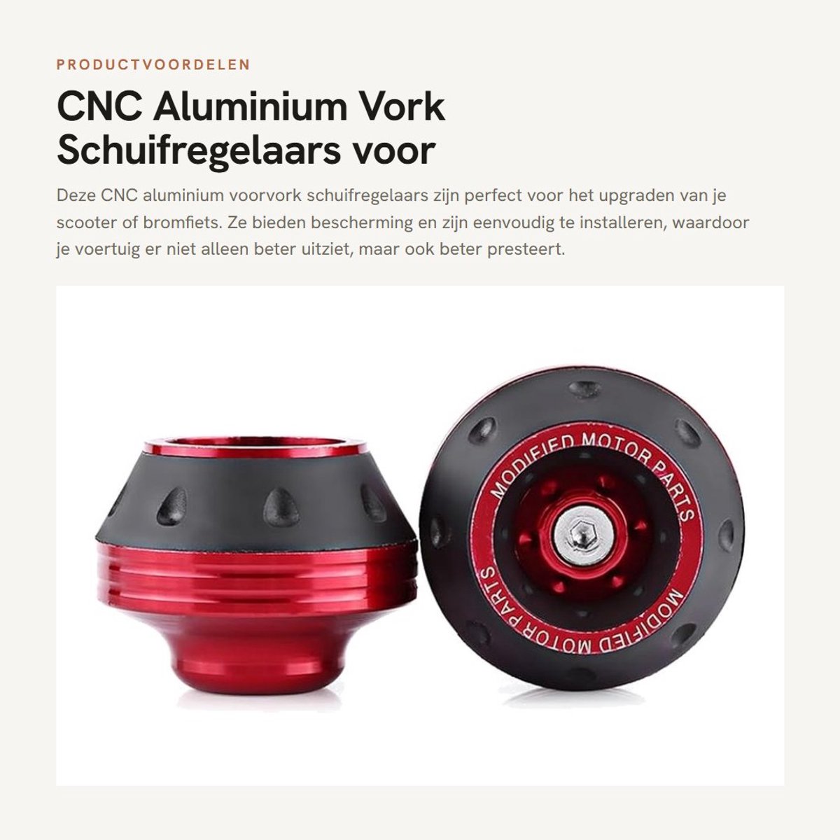 Dailygoods- Schuifregelaars Universele Maat - CNC Aluminium - Duurzaam - Slijtvast - Voorvorkbescherming - Eenvoudige Installatie - Voorvorksliders