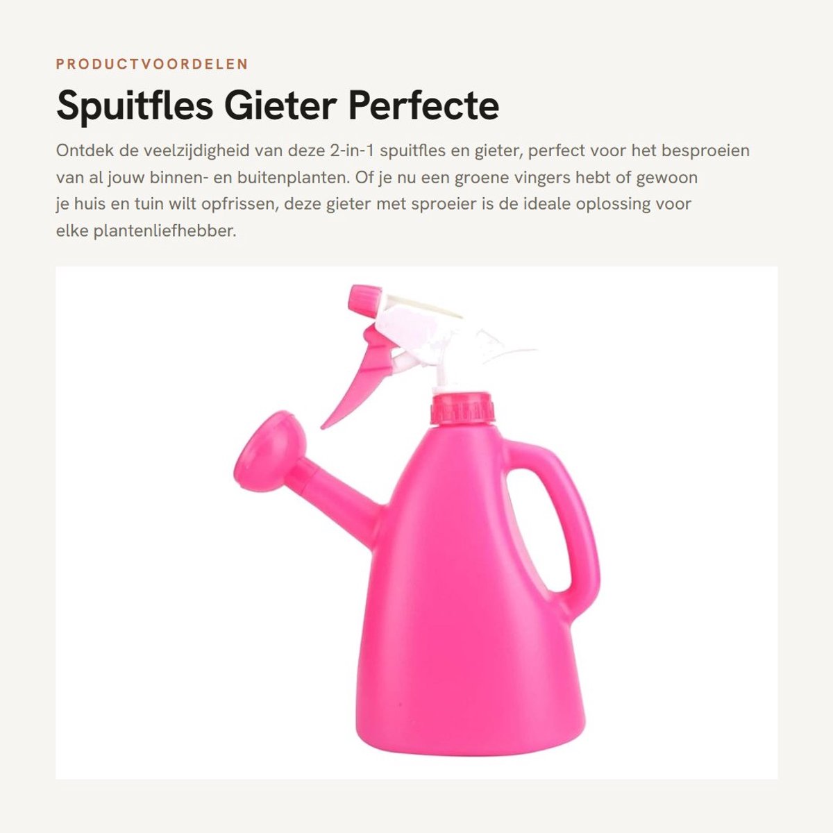 Dailygoods- Spuitfles 900 ml - Gieter met Sproeikop - Tuinsproeier - Irrigatiegereedschap - Voor Binnen/Buitenplanten - Lichtgewicht en Handzaam