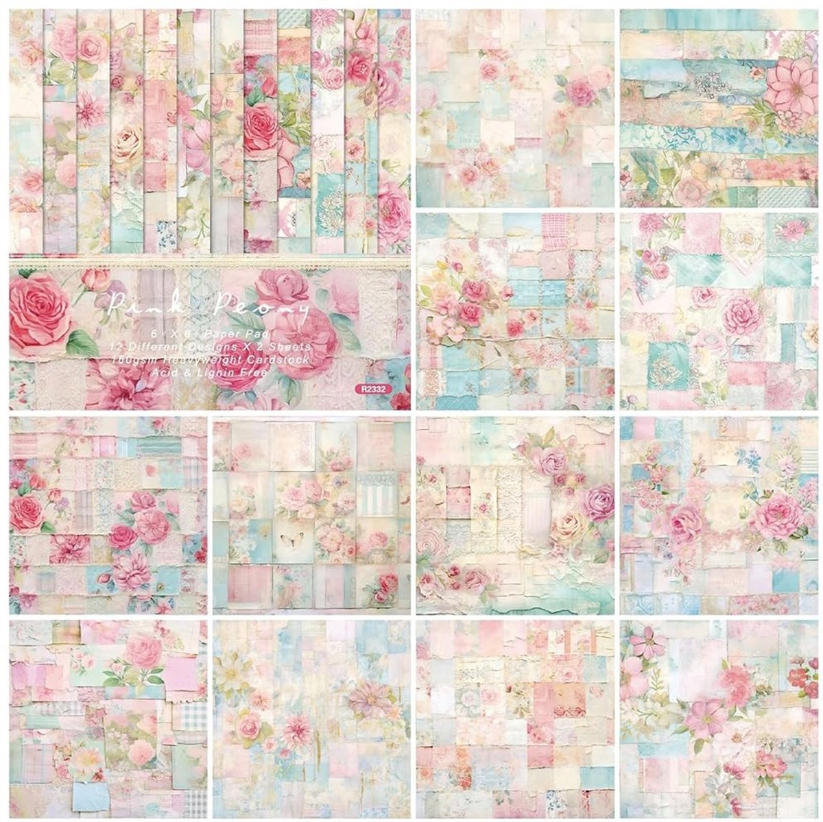 Dailygoods- Scrapbooking Papier 24 Vellen - Bloemenpatronen - 6 Inch - Knutselen voor Kinderen - Decoratief - Creatief Projecten - Knutselpapier