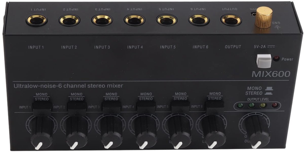 Dailygoods- Audiomixer 6-kanaals - Draagbare Soundmixer - Geluidsarm - Robuust Metaal - Ideaal voor Podium en Studio - Geluidsmixer