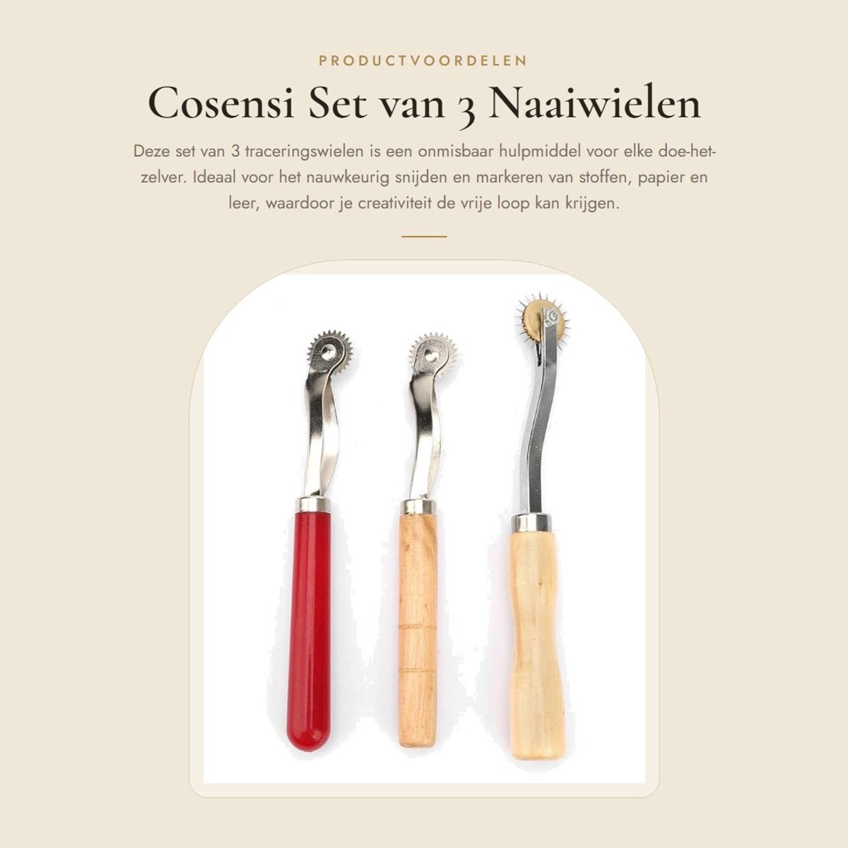 Dailygoods - Set van 3 Naaiwielen voor Creatieve Projecten