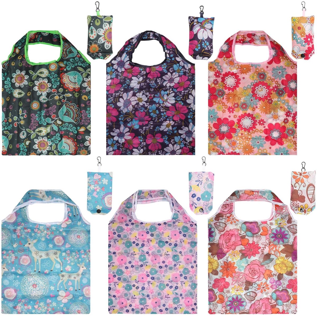 Dailygoods- Boodschappentas Opvouwbaar - 6 Stuks - Herbruikbaar - Milieuvriendelijk - Lichtgewicht - Draagbaar - Shopper