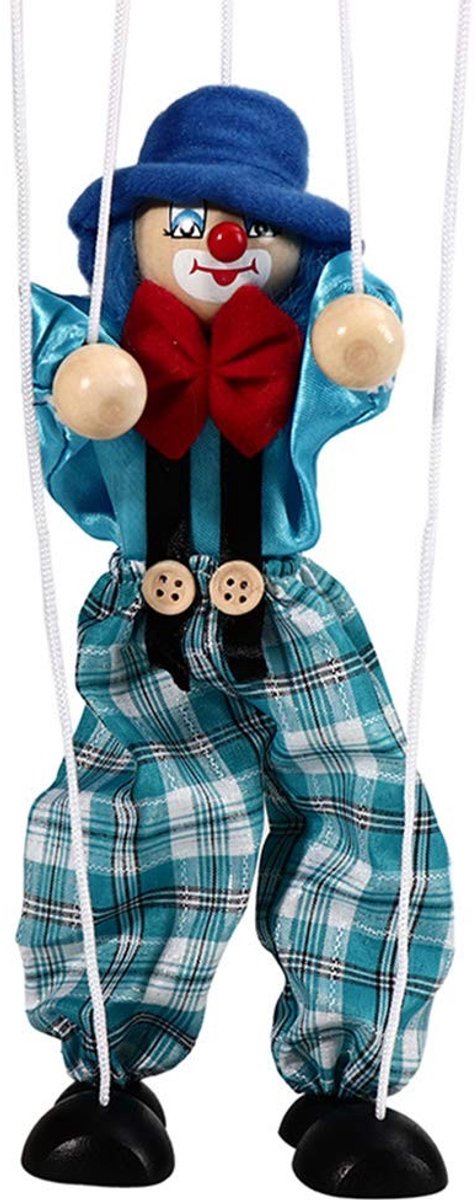 Dailygoods- Trekkoordpop Grappig Ontwerp - Houten Clown - Babyspeelgoed - Handpop - Vroeg Ontwikkelingsspeelgoed - Veilig en Gezond