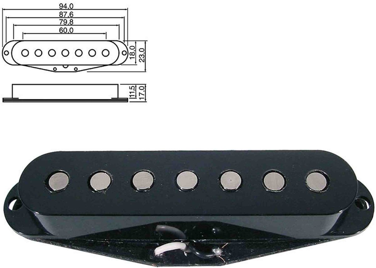 Boston PU-19-BK Vintage Alnico Pickup voor 7-Snarige Gitaren - Zwart