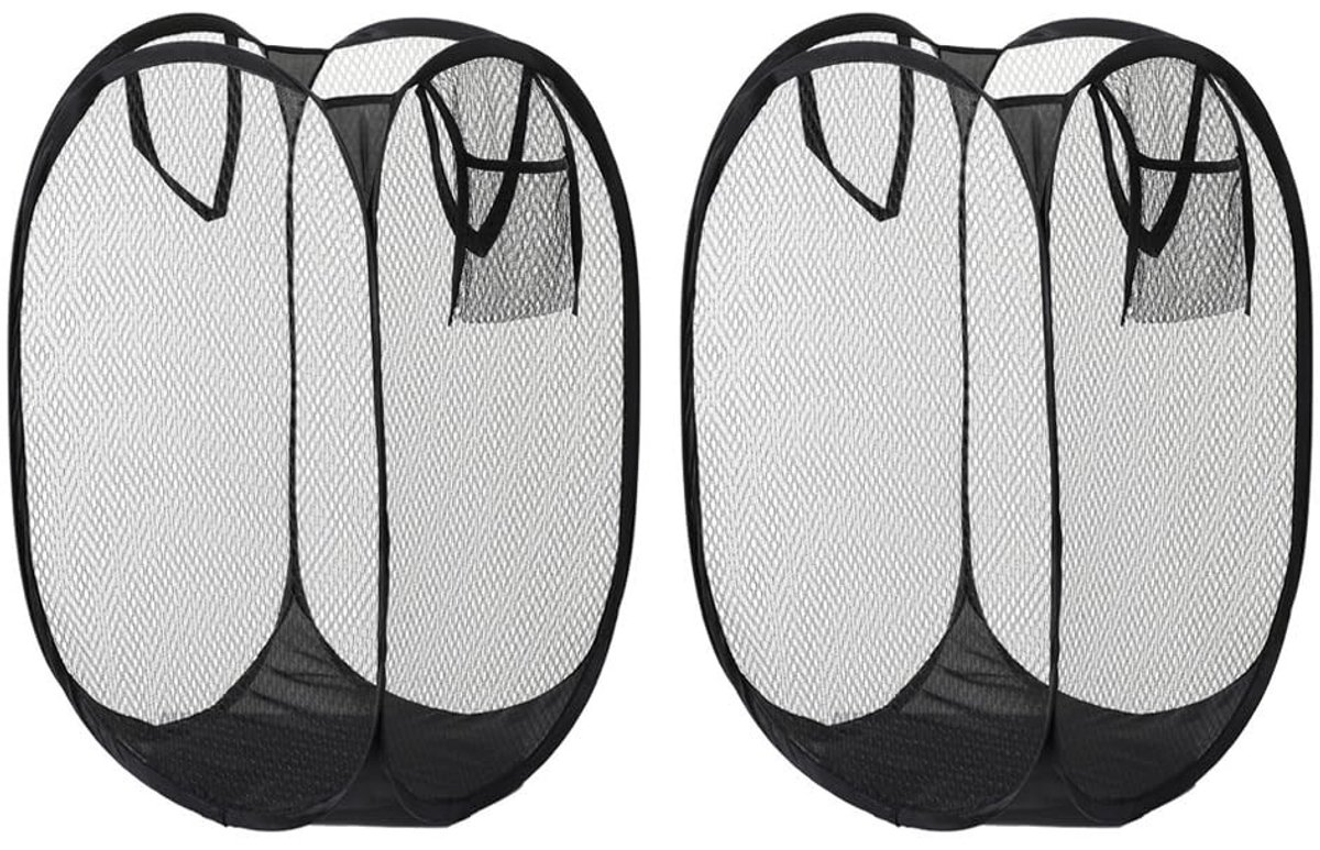Dailygoods- Wasmand 2 Stuks - Opvouwbaar - Nylon - Handgrepen - Zijvak - Slijtvast Materiaal - Kledingmand