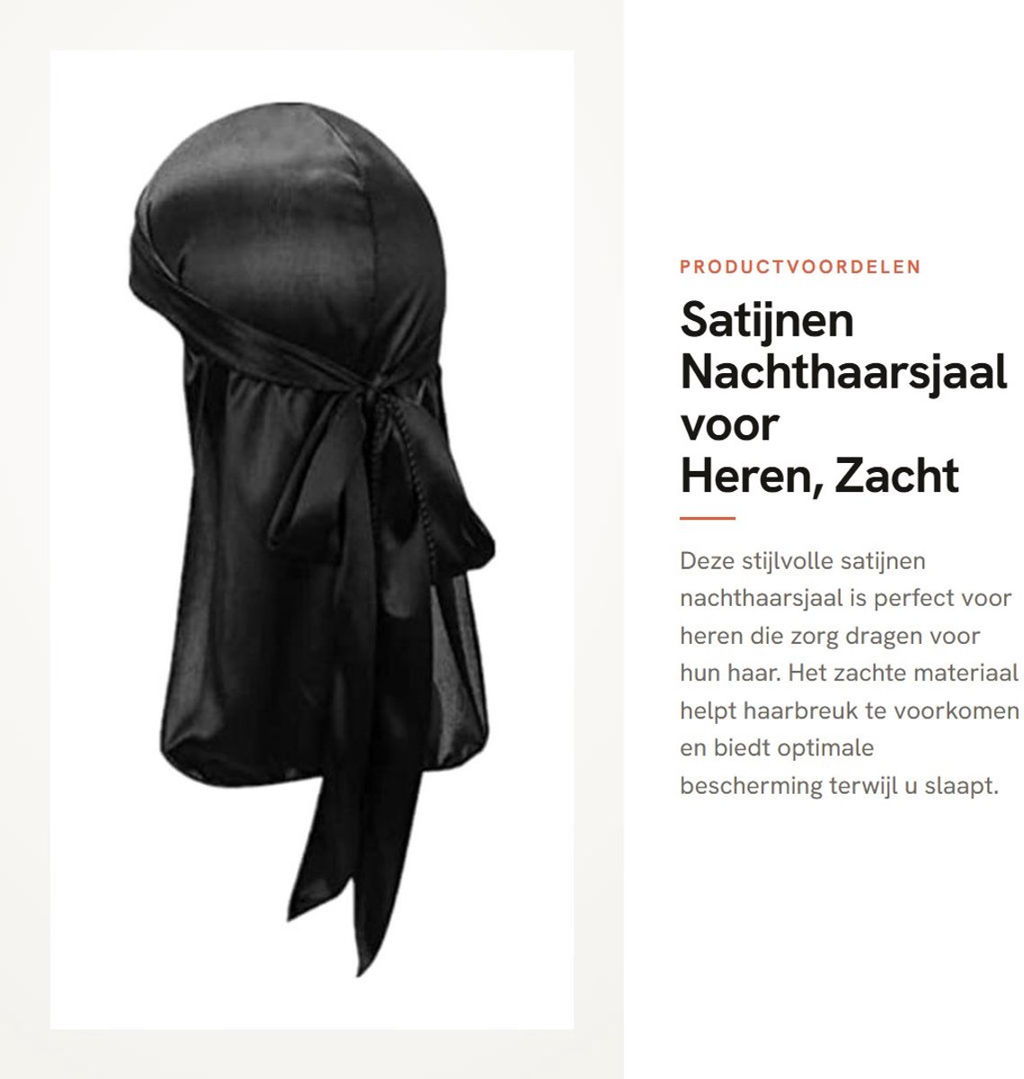 Dailygoods- Nachthaarsjaal Satijn - Anti-haarbreuk - Golvend Kapsel - Lange Staart - Brede Riem - Optimale Bescherming - Durag