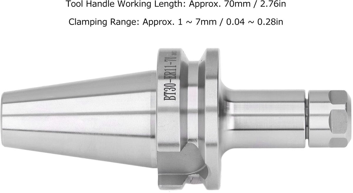 Dailygoods - CNC Tool Holder - Hoge Precisie 0.005mm - Geschikt voor Machining Center - Toolhouder - Precisie gereedschap - BT30-ER11-70