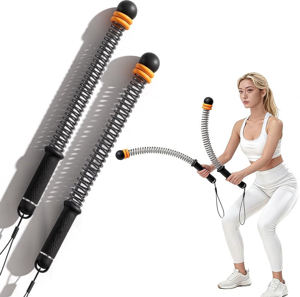 Dailygoods- Battle Ropes Verstelbaar - Draagbare Touwloze Vechttouwen - Antislip Handgreep - Geschikt voor Krachttraining - 2 Stuks - Robuust en Duurzaam - Fitness Touw