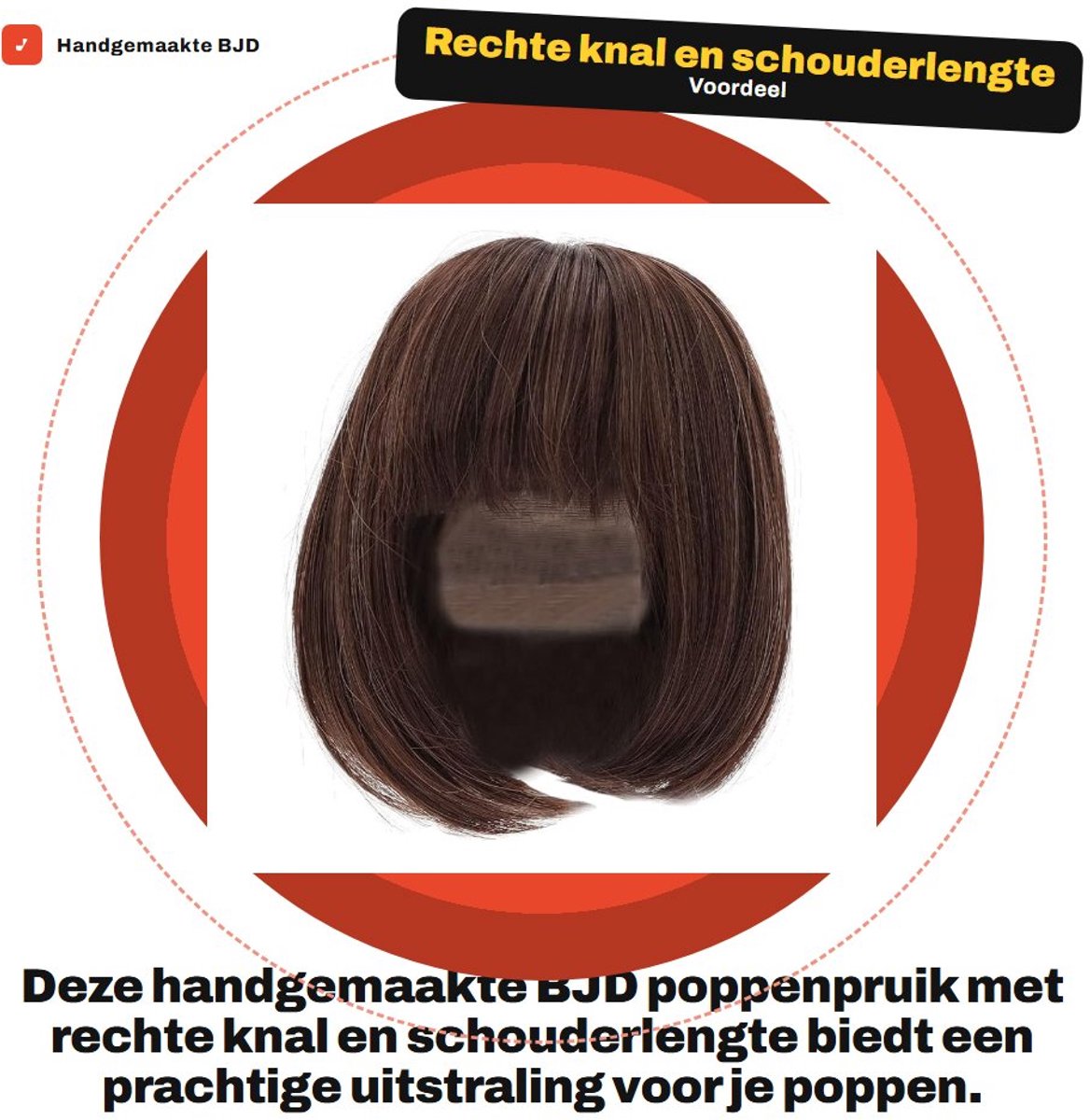 Dailygoods- BJD Pruik rechte knal - Poppenpruik - Hittebestendige vezels - Handgemaakt - Zachte vezel - Voor 1/3 BJD-poppen - Poppenhaar