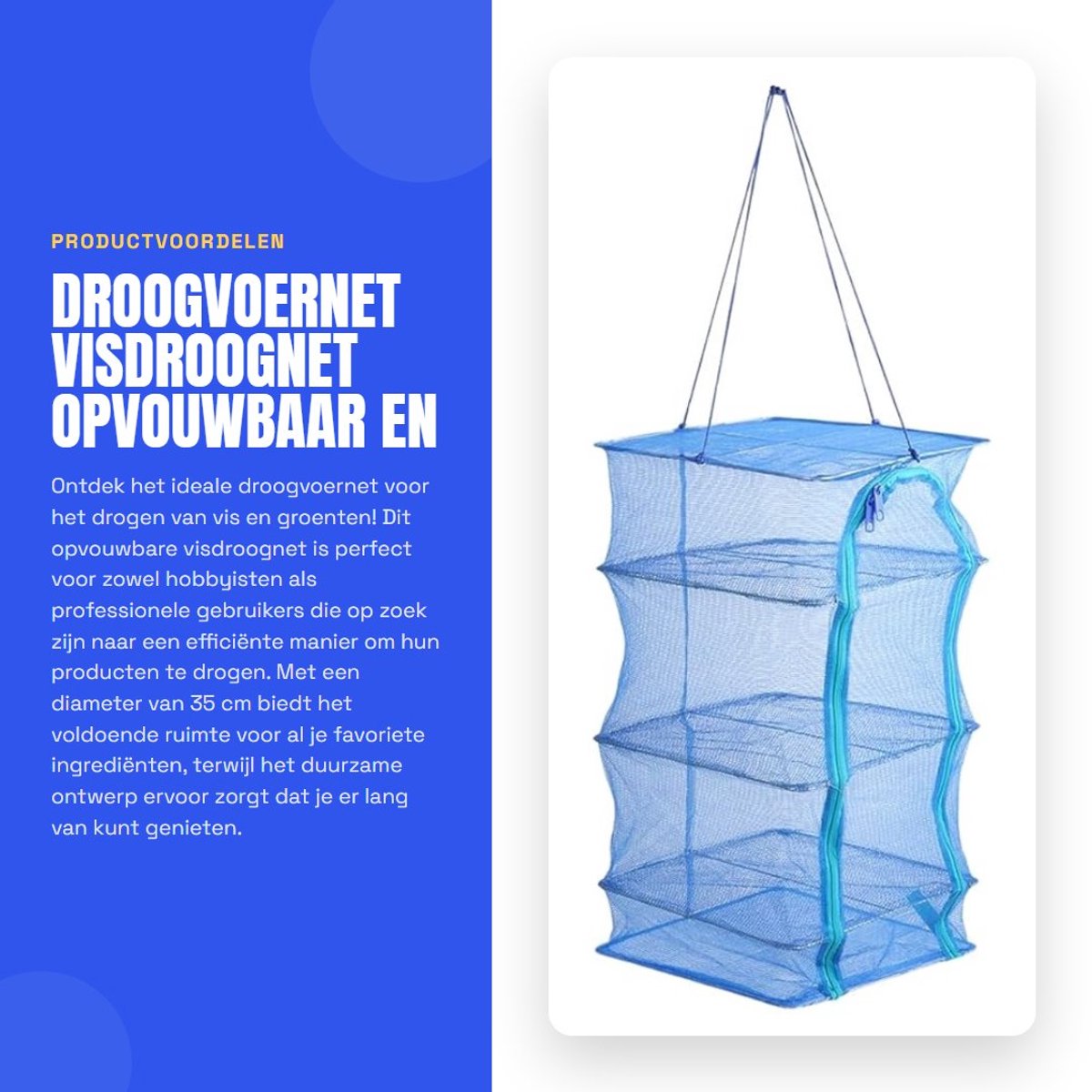 Dailygoods- Droogvoernet Opvouwbaar - Droogrek Kruiden - Droognet Kruiden - Kruiden Drogen - Gedroogde Groenten - Duurzaam Materiaal