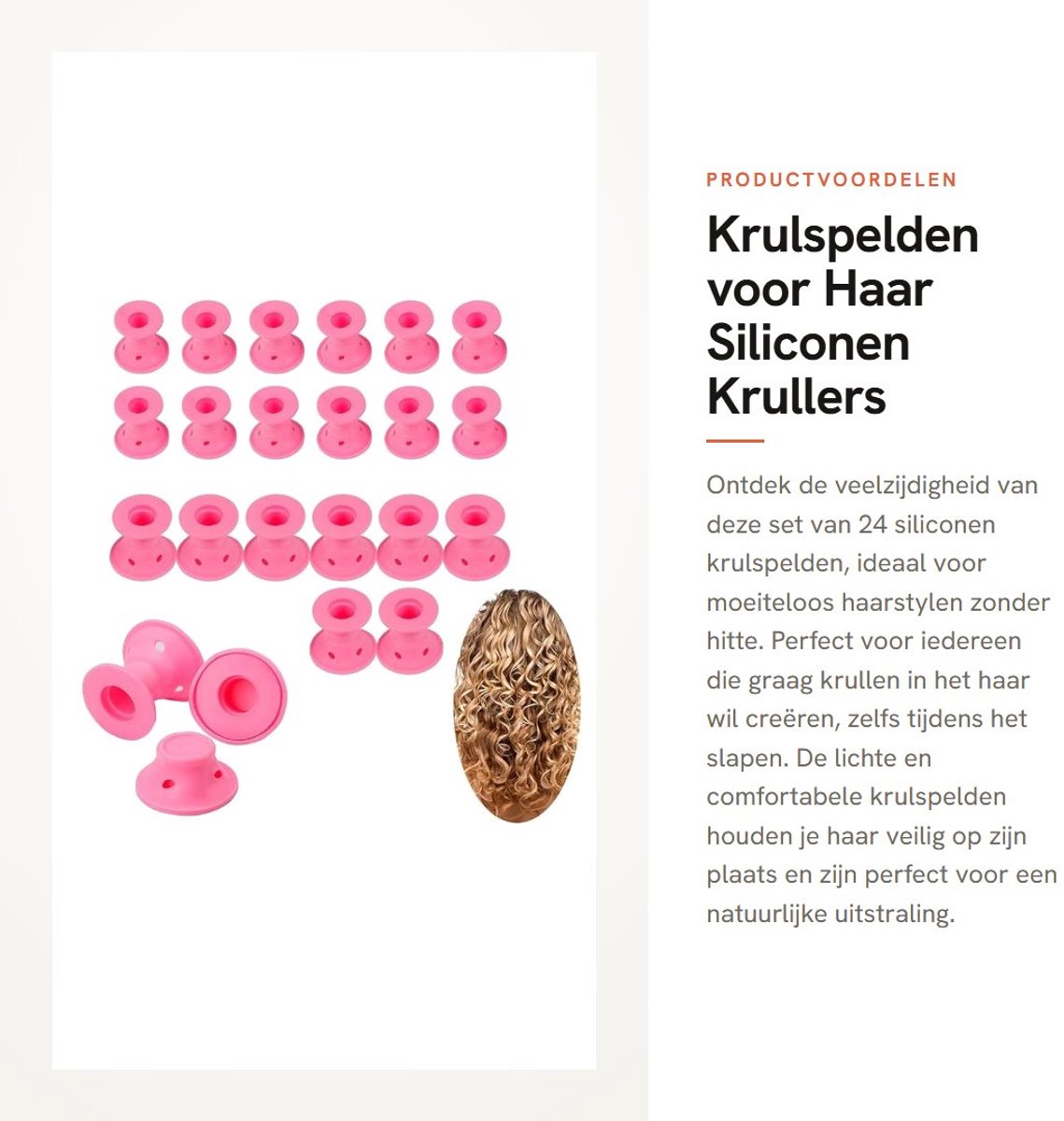 Dailygoods- Krulspelden 24x - Siliconen - Hittevrij Haarstylen - Groot/Klein - Comfortabel voor Slapen - Natuurlijk Uitziende Krullen - Haarkrullers