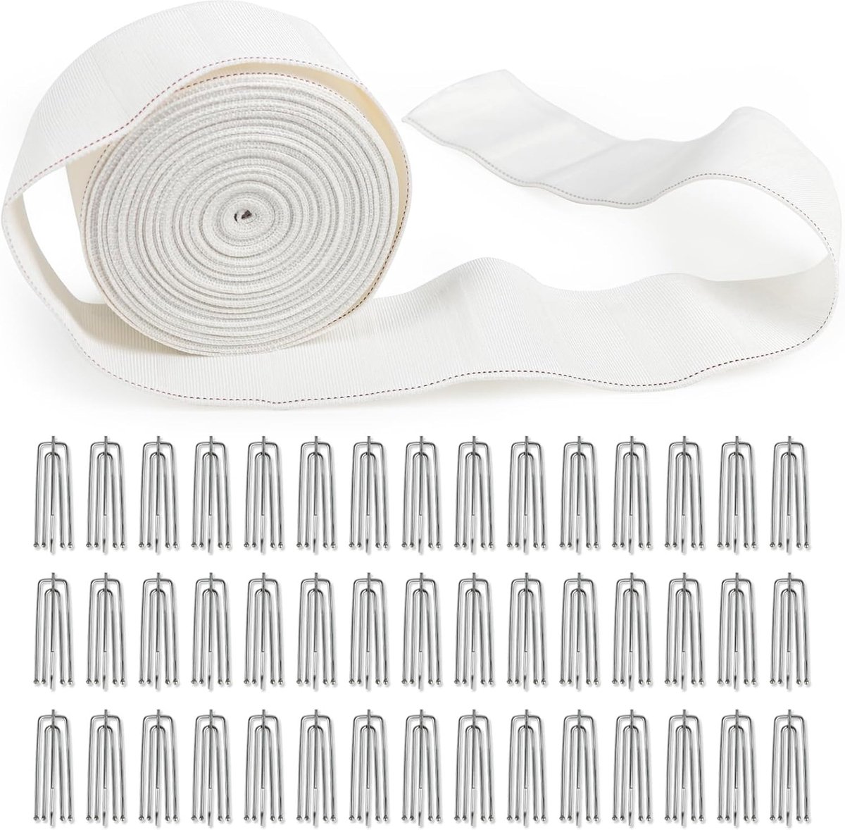 Gordijnplooiband met Haken - Plooitape Gordijn Gordijn Haken - Gordijnen Maken - Roestvrij Staal Haken - 12 Meter - Wit