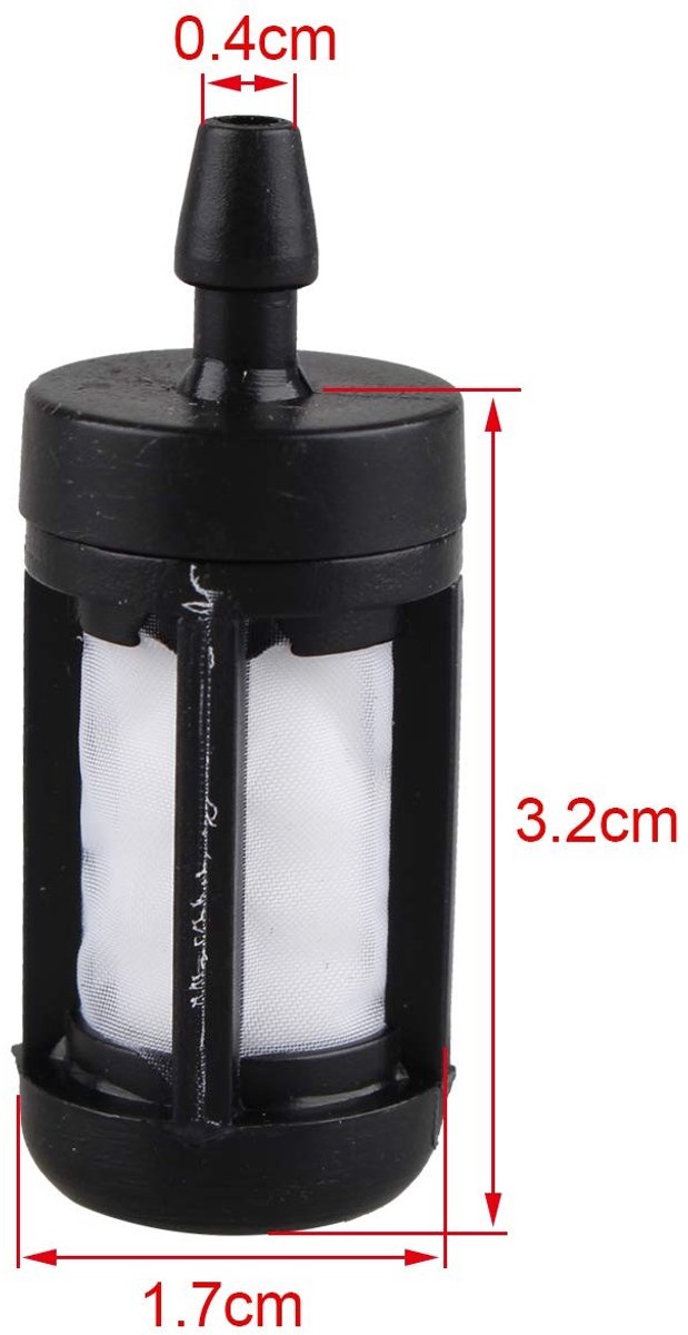 Dailygoods- Brandstoffilter Hoogwaardige Kwaliteit - 2 Stuks - Geschikt voor Kleine Motoren - 2,5 mm ID Pijp - Lengte 42 mm - Kunststof - Brandstoftankfilter