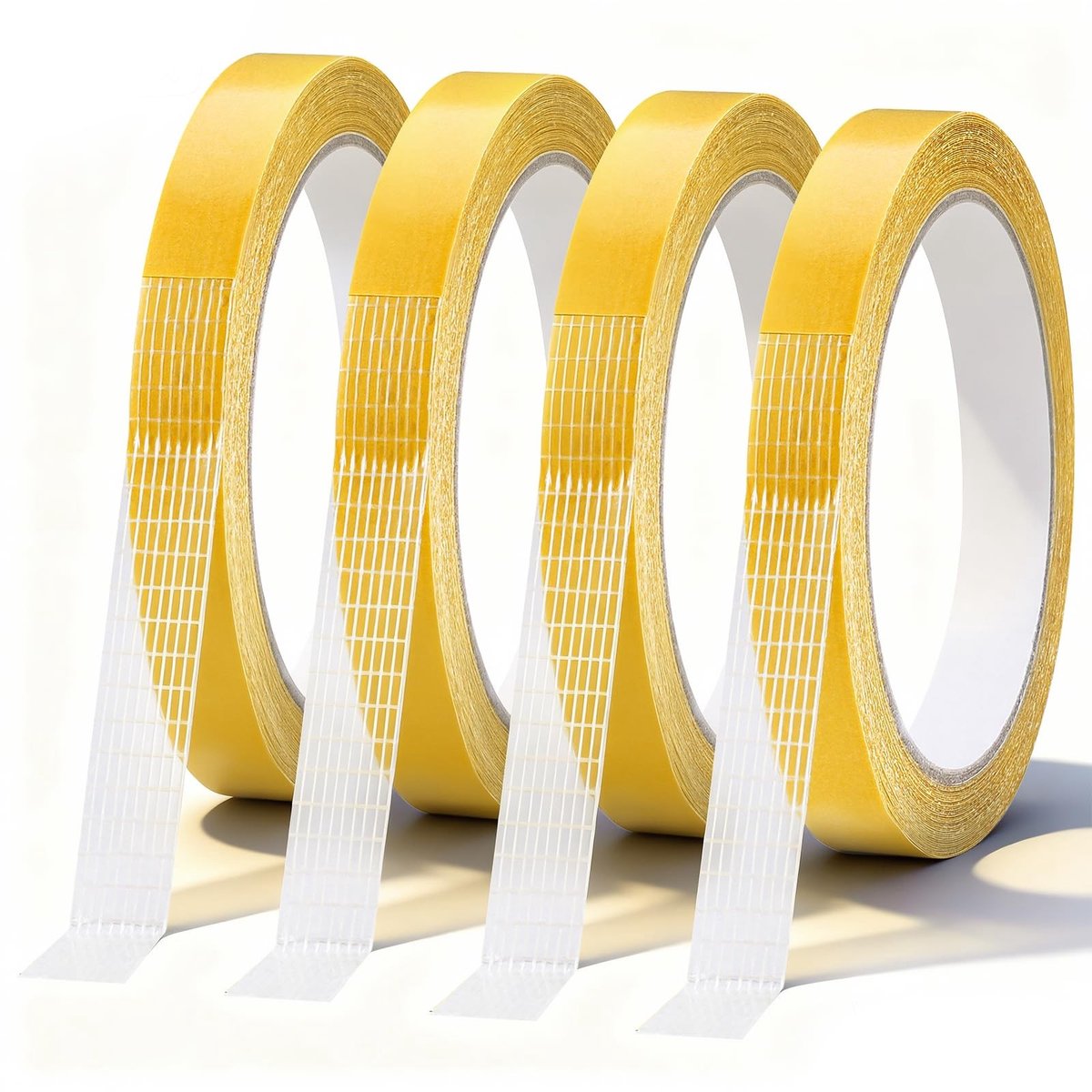 Dailygoods- Dubbelzijdige Tape Extra Sterk - Dubbelzijdige Stoffen Tape - 4 Rollen - 1,3 cm x 10 m - Voor Zoom - Duurzaam - Scheurvast - Textieltape