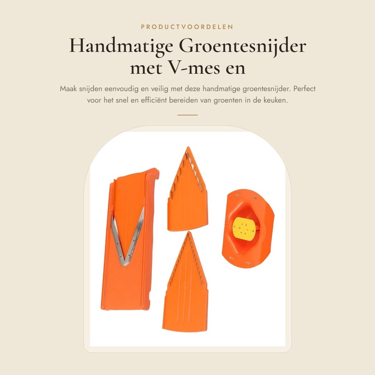 Dailygoods- Mandoline-snijder Handbescherming - Groentesnijder V-mes - Roestvrijstalen Mes - Duurzaam Frame - Antislip Bodem - Geschikt voor Fruit en Groenten