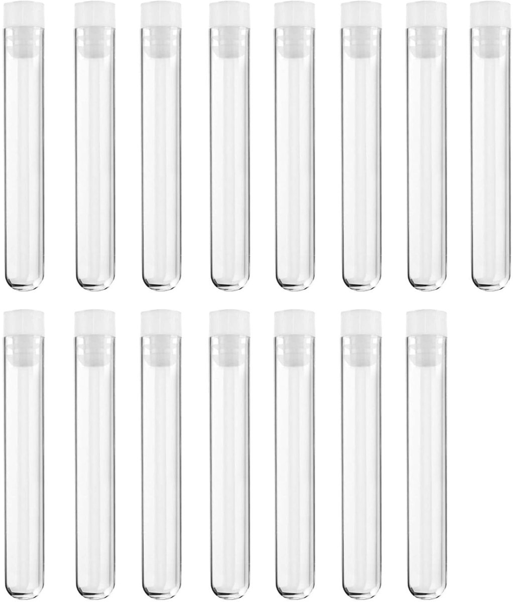 Dailygoods- Proefbuisjes 15 Stuks - Kunststof Reageerbuisjes - Met Schroefdop - 10x1,5 cm - Duurzaam - Voor Laboratorium Experimenten - Reageerbuis