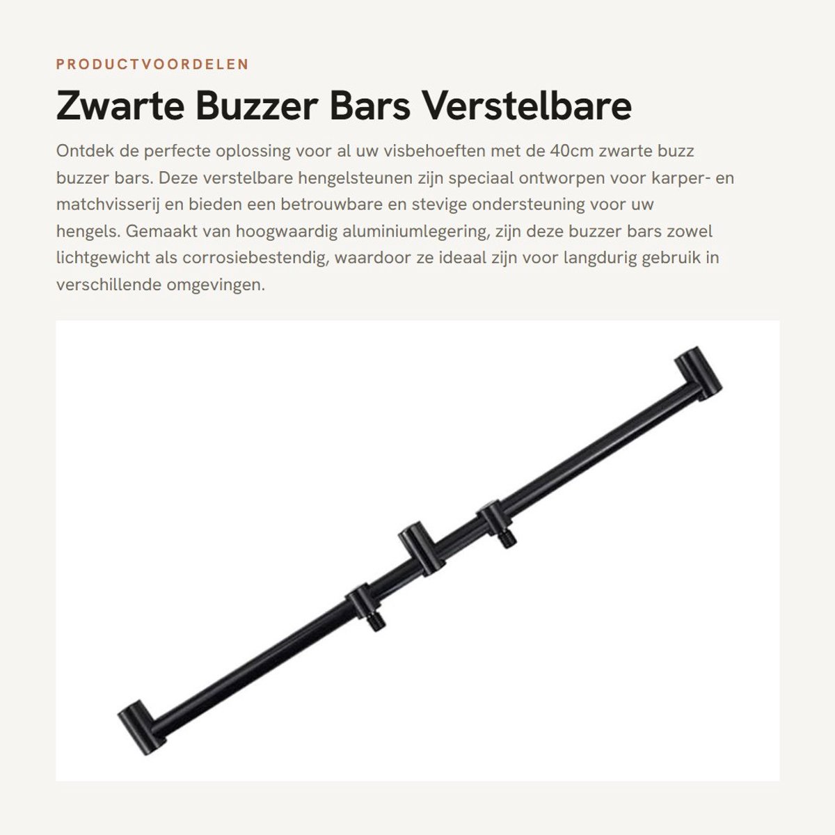 Dailygoods- Buzzer Bars 40cm - Verstelbaar - Aluminium Legering - Hengelsteun - Lichtgewicht - Corrosiebestendig