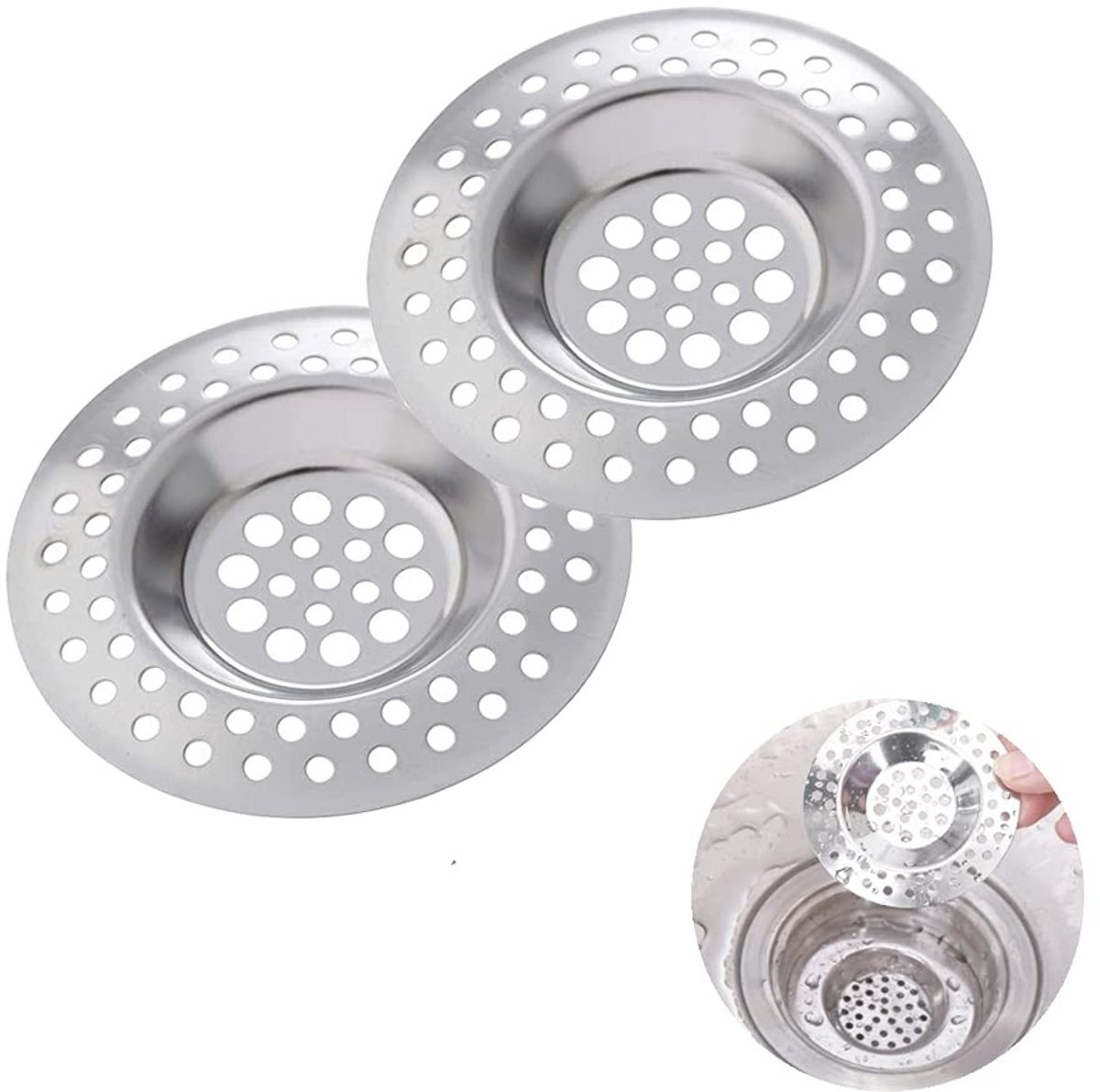 Dailygoods- Afvoerzeef 2 Stuks - Wastafelfilter - Afvoerbescherming - Roestvrij Staal - Keukenspoelbak - Badkuip - Hoogwaardige Materialen - Afvoerfilter