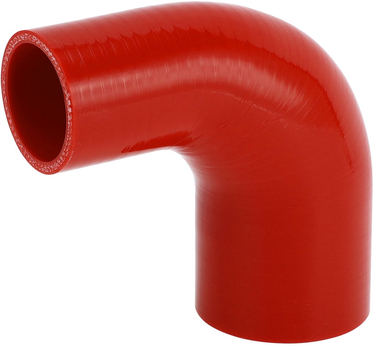 Dailygoods- Siliconen Slang Rood - 90 Graden - Binnendiameter 45mm/60mm - Lengte 100mm - Meerlaags Geweven Doek - Bestand tegen 300℃ - Koelslang