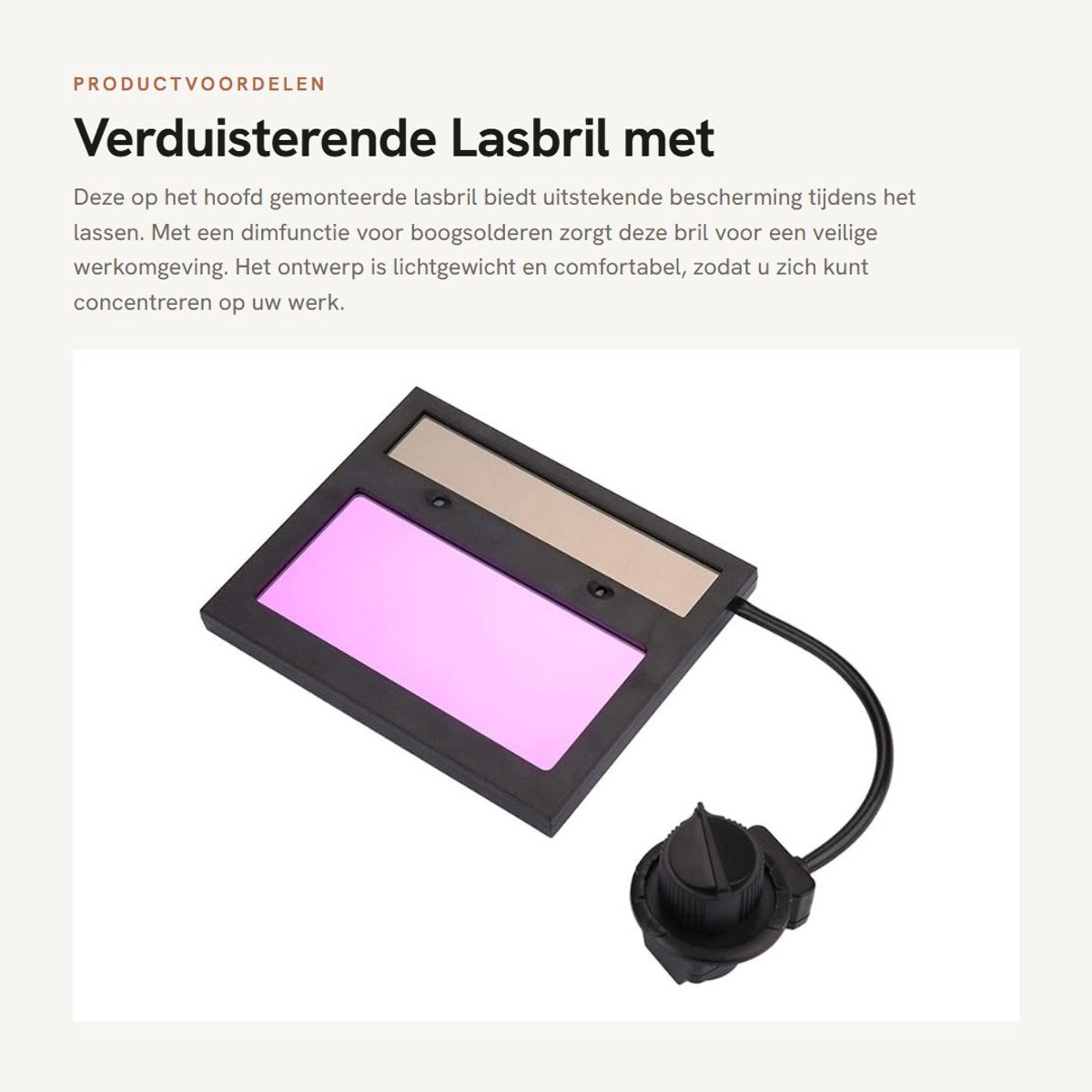 Dailygoods- Lassermasker Automatisch Dimmend - Veiligheidsbeschermend - Op het Hoofd Gemonteerd - LCD Materiaal - Schaduwgraad 1,5 x 10 - Grootte 110 x 90 mm - Lasbril
