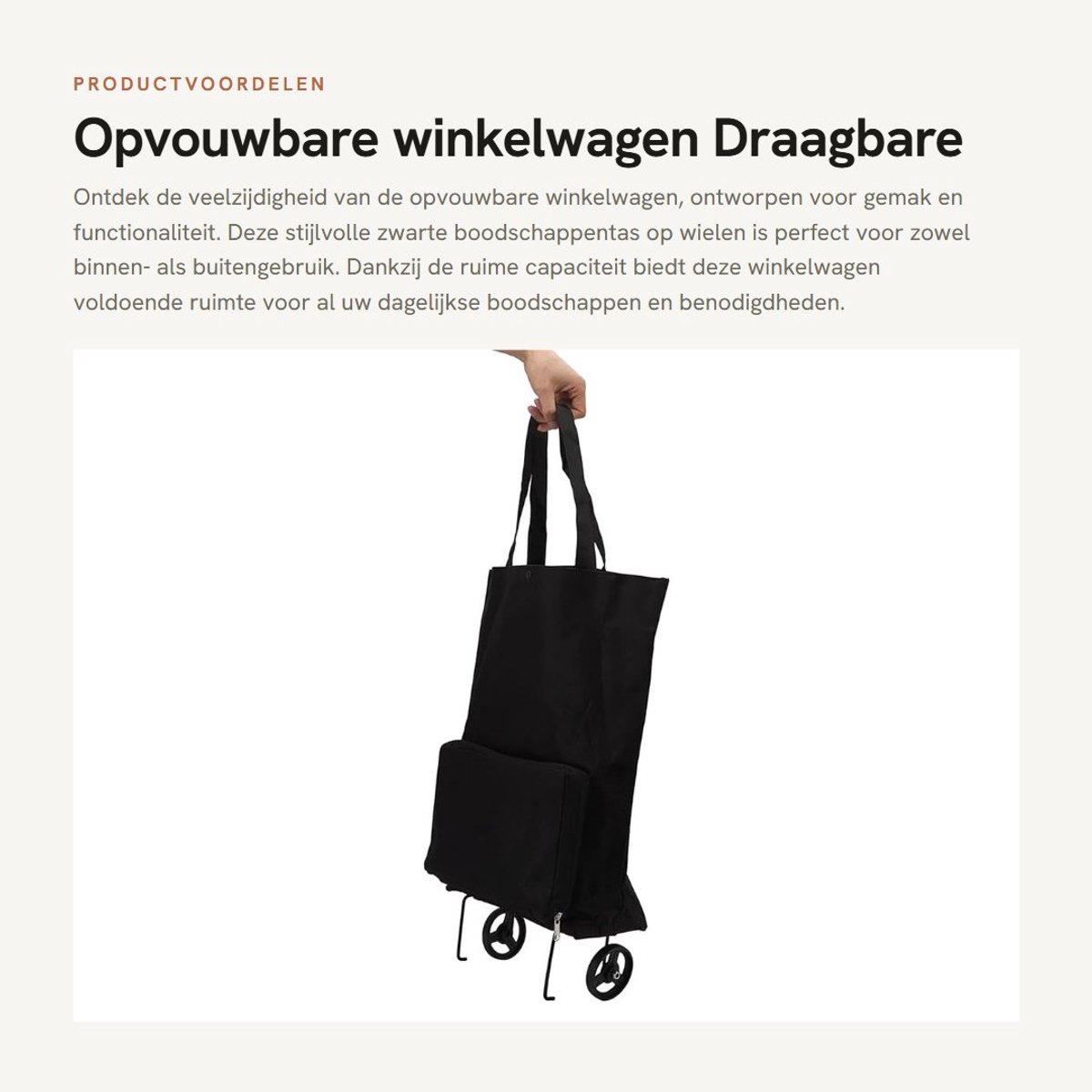 Dailygoods- Winkelwagen Grote Capaciteit - Opvouwbaar - Draagbaar - Weerbestendig - Multifunctioneel - Stevig Canvas - Boodschappenkorf