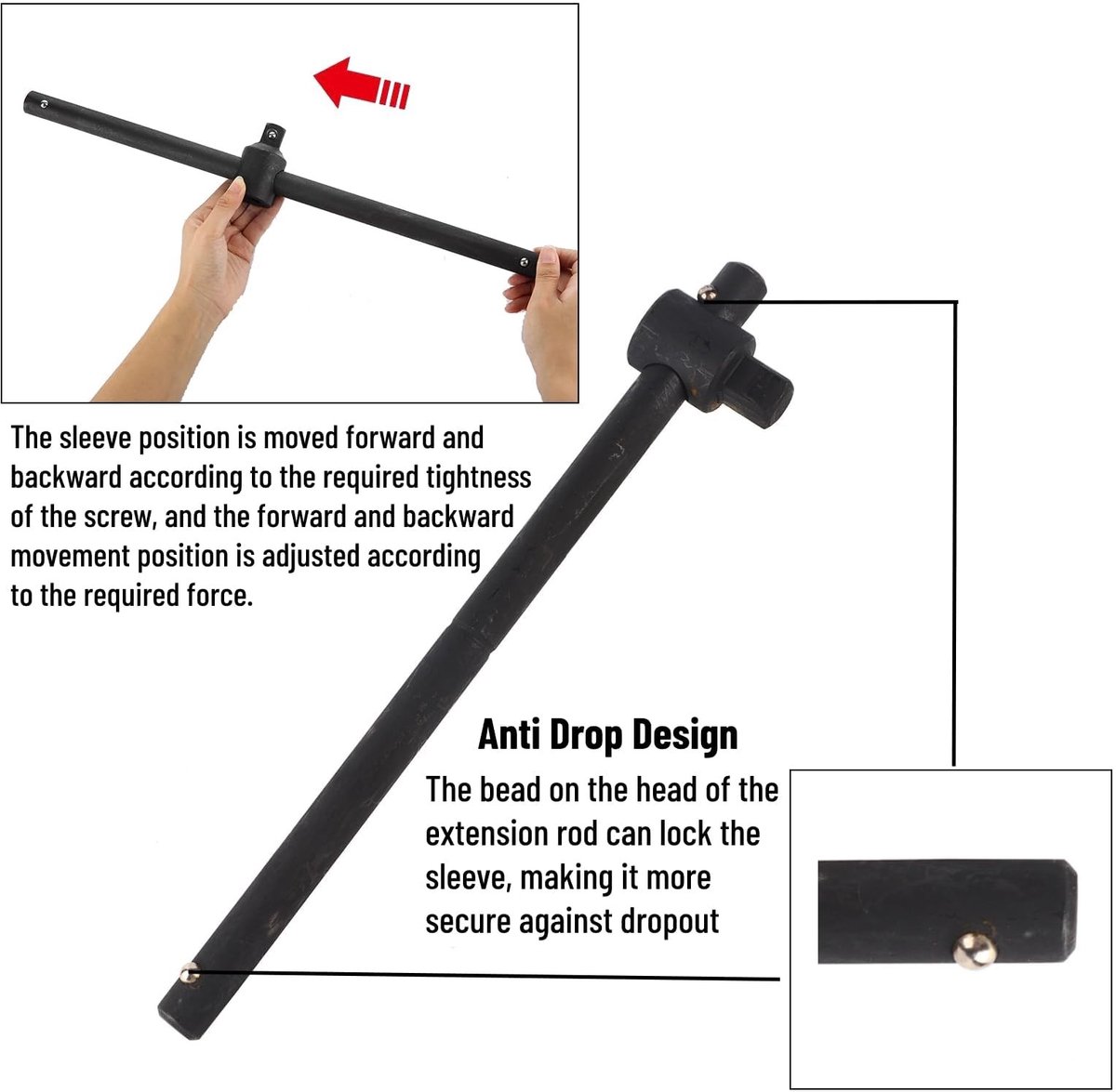 Dailygoods- T-handle Steeksleutel - Hoogwaardige staal - Ergonomische handgreep - Compacte afmetingen - Hoge torsiekracht - Geschikt voor verschillende maten