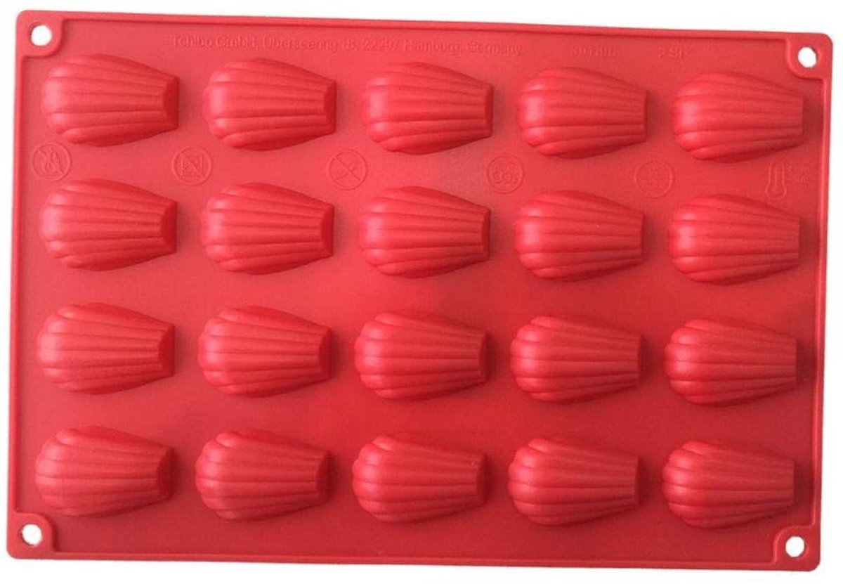 Dailygoods- Siliconen Bakvorm 30x20x2 cm - Cakevorm - Non Stick - Madeleine - 20 Holtes - Bakken Tool