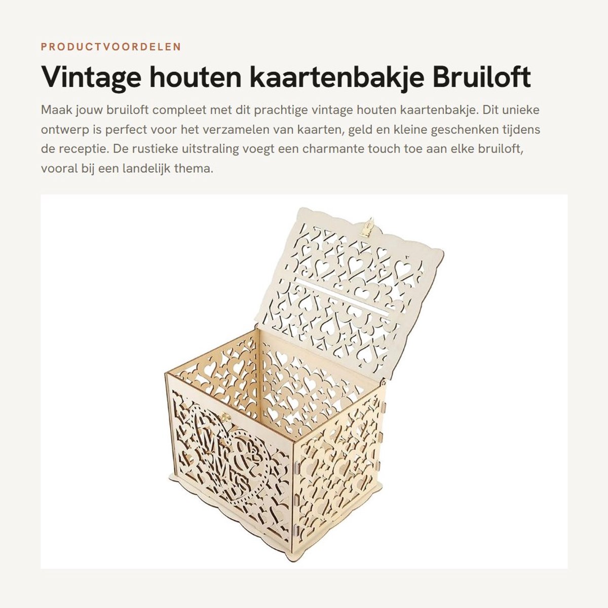 Dailygoods- Kaartenbakje Houten - Bruiloft Envelopdoos - Geld/Ansichtkaarten Doos - Decoratieve Geschenkdoos - Duurzaam Design - Eenvoudige Installatie - Enveloppenbox