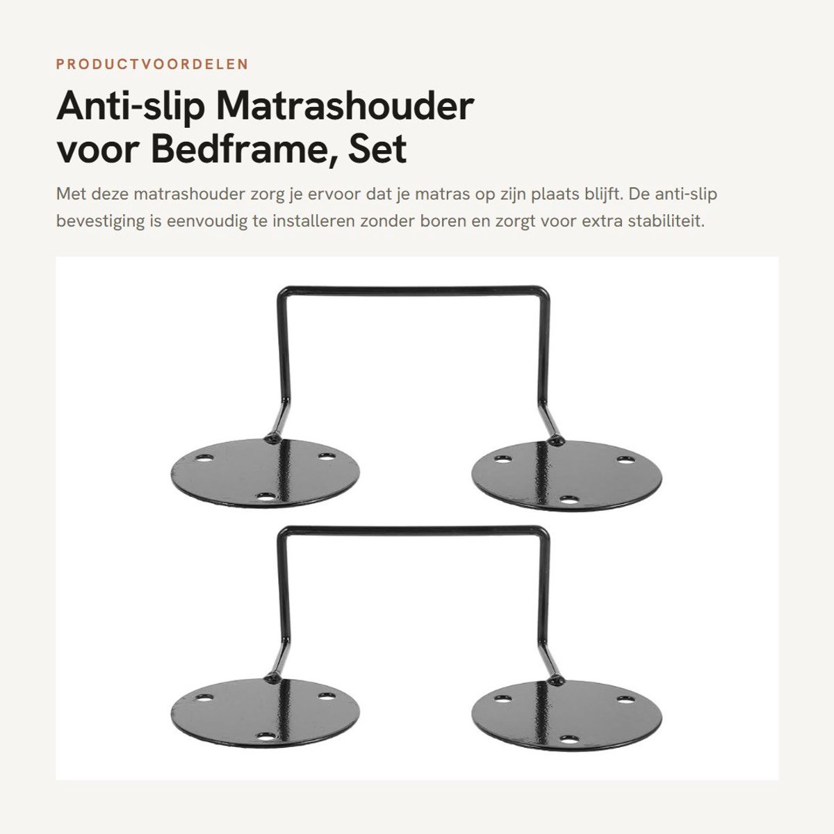 Dailygoods- Matrashouder 2 stuks - Antislip Bevestiging - Stabiele Matrasgrijper - Geschikt voor Bedframes - Zonder Boren - Afmetingen 17x10,5x5 cm - Matrasklem