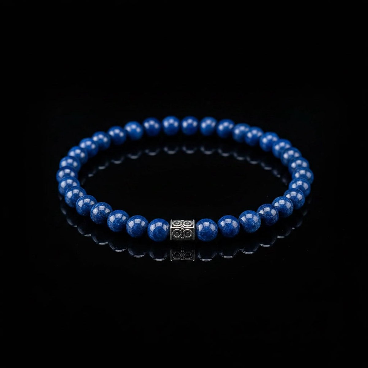 Premium Zilveren Kralenarmband met Echte Lapis Lazuli Edelsteen - 6mm - 925 Zilver - Lengte 21 cm- vaderdag