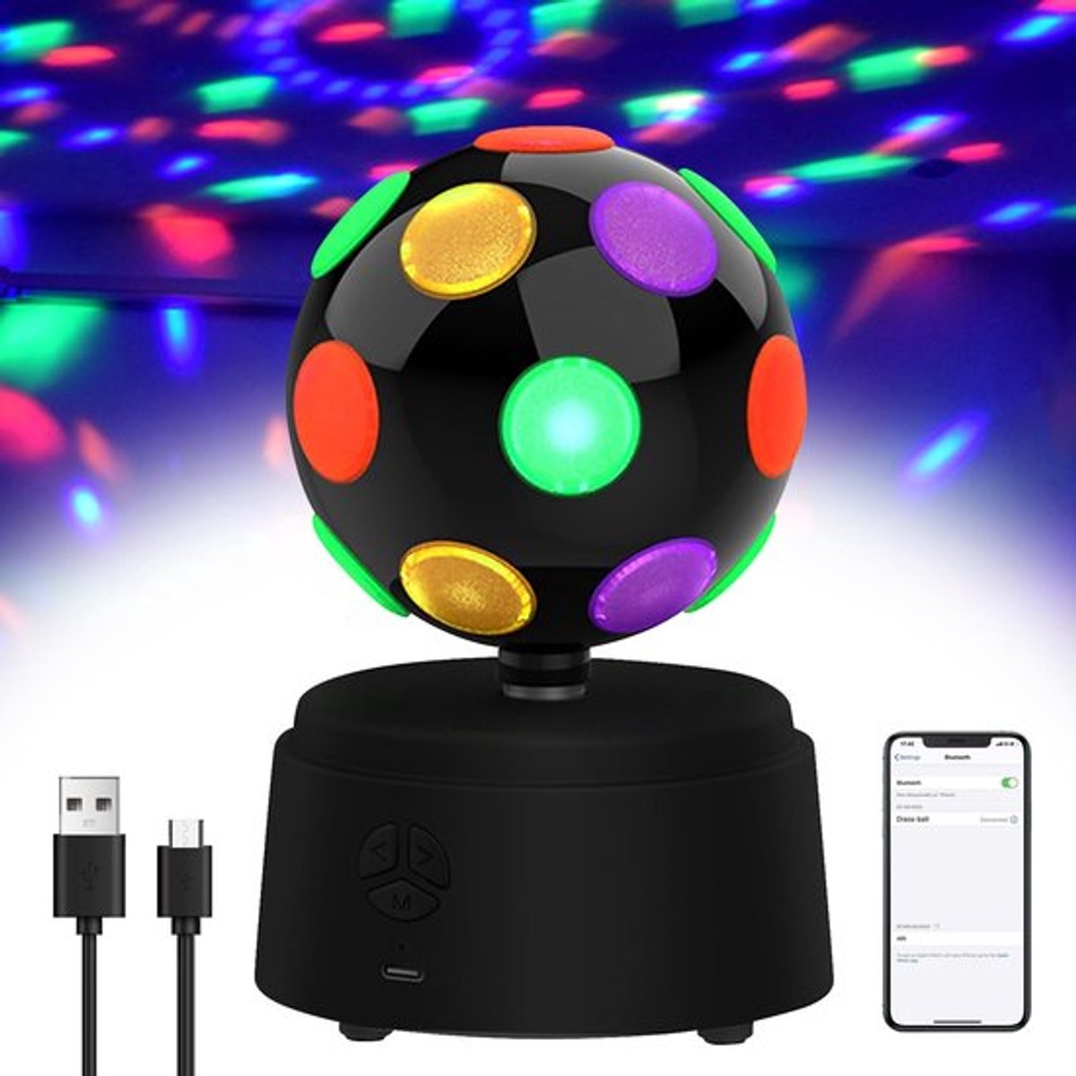 Dailygoods- Discobal 360° Rotatie - Bluetooth Luidspreker - Rgb Disco