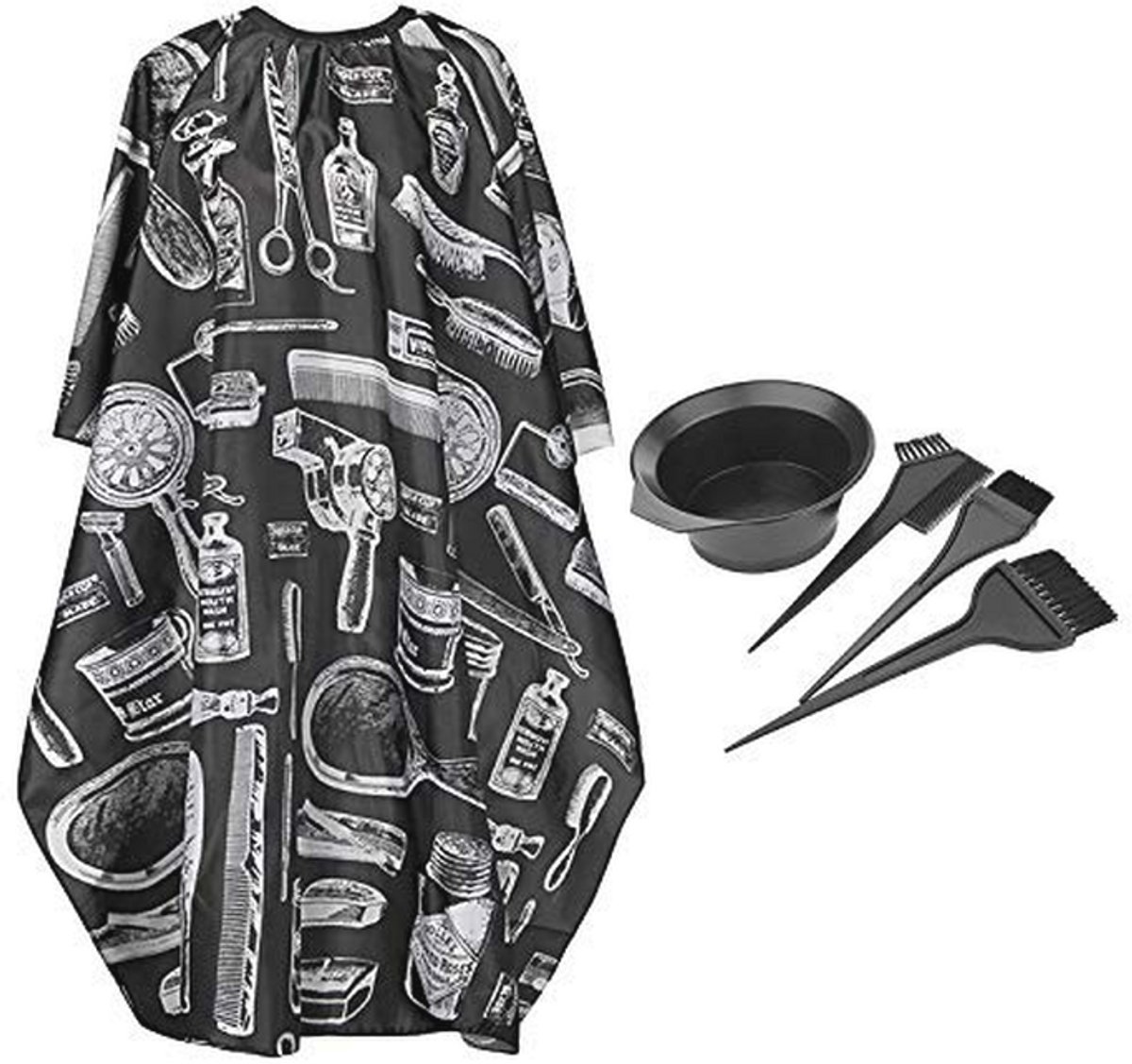 Kappers Set - Haarstyling Accessoires - Thuis Knippen Verven - Beschermende Cape - 150 x 120 cm - Zwart