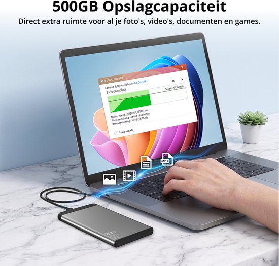Disque dur externe MrGoods 500 Go Pro – USB 3.0 – HDD 2,5 pouces – Boîtier Métal/Plastique – Noir