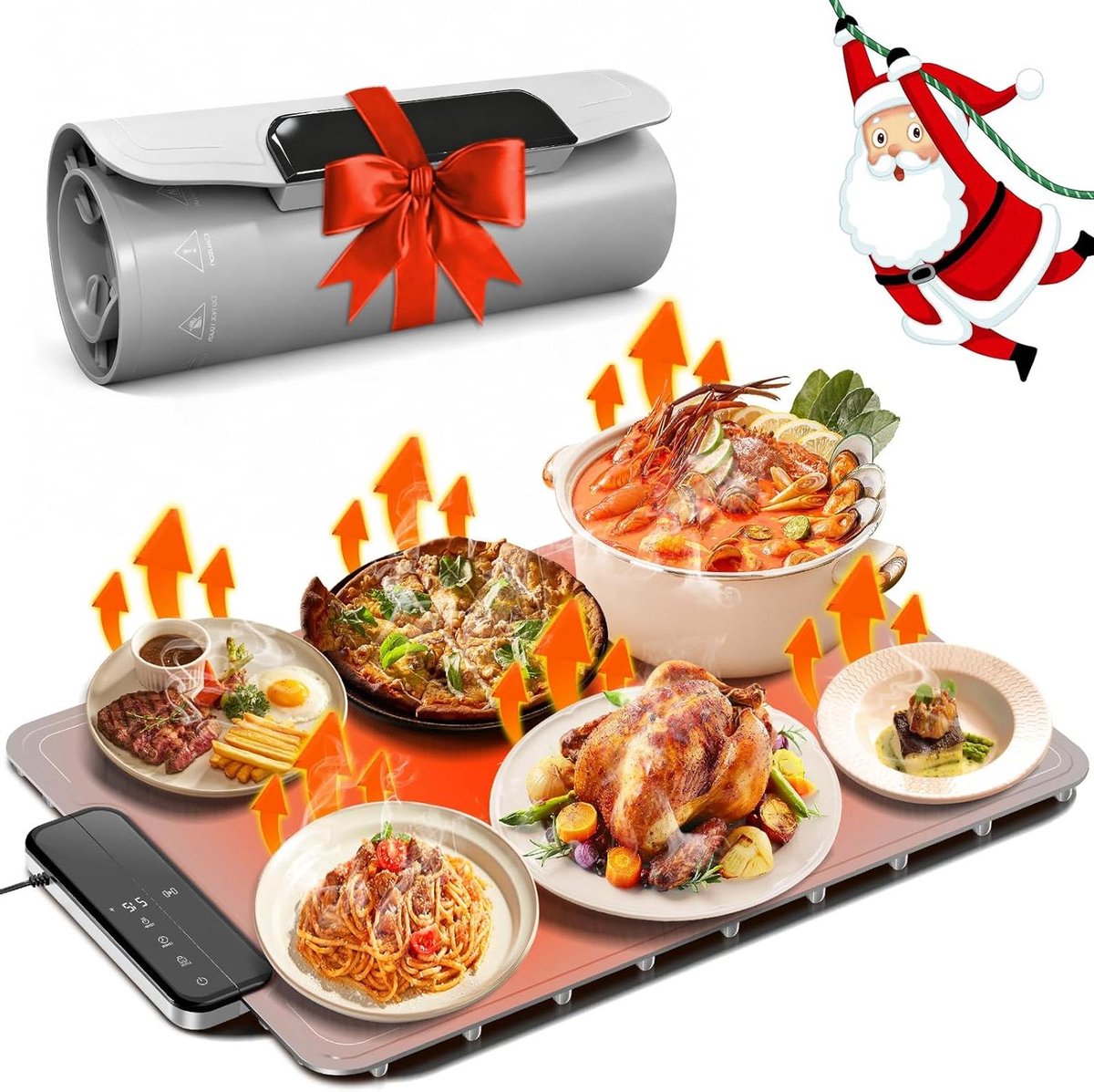 Verwarmingsmat Voedsel - Voedselwarmer Kussen - Maaltijden Warm Houden - Vaatwasmachinebestendig - 64 x 40 cm - Zilvergrijs