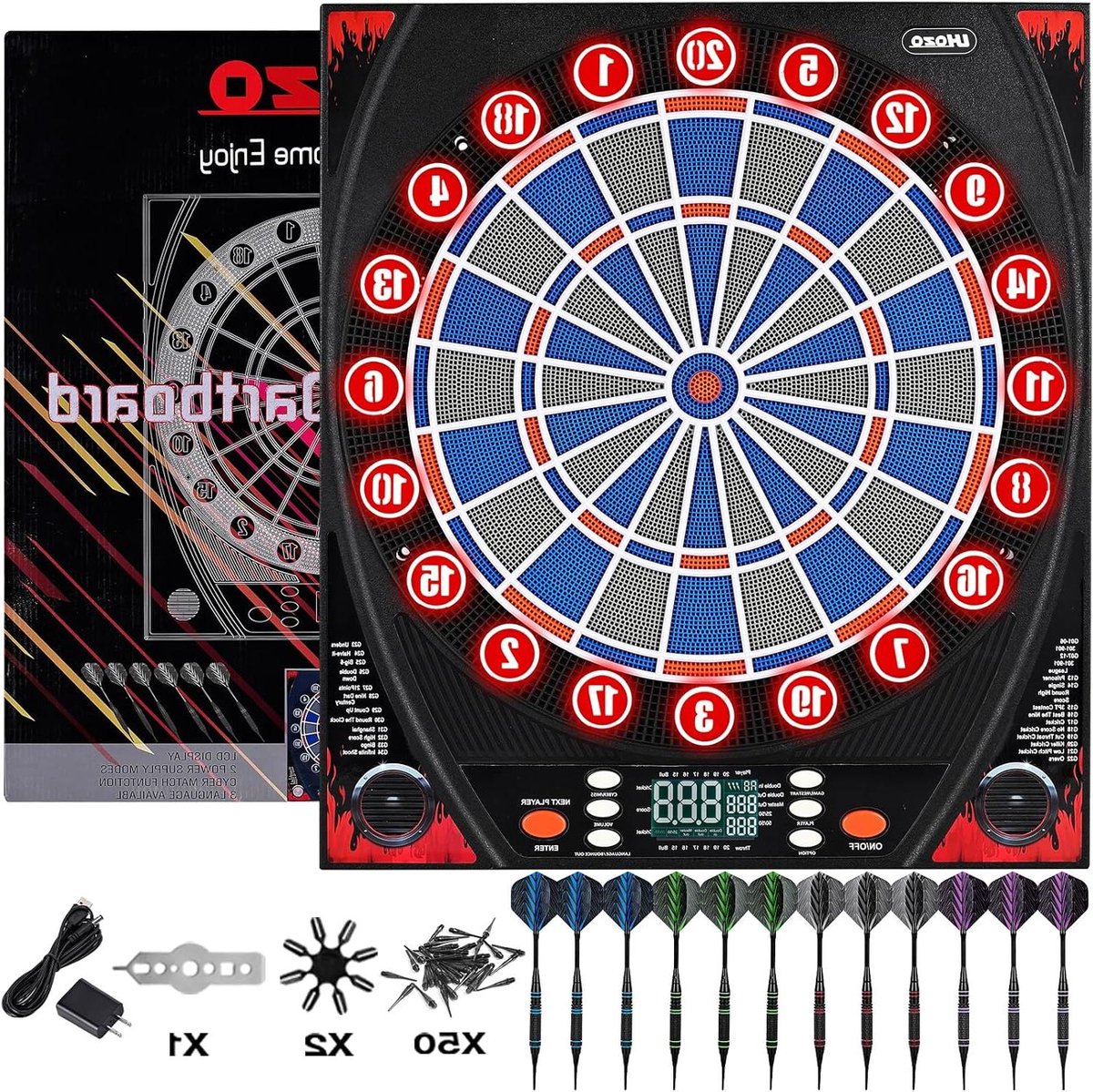 Elektronisch Dartbord - Dartspel Bord - Familie Spelletjes - Automatische Score - 135 Inch Target - Blauw Rood