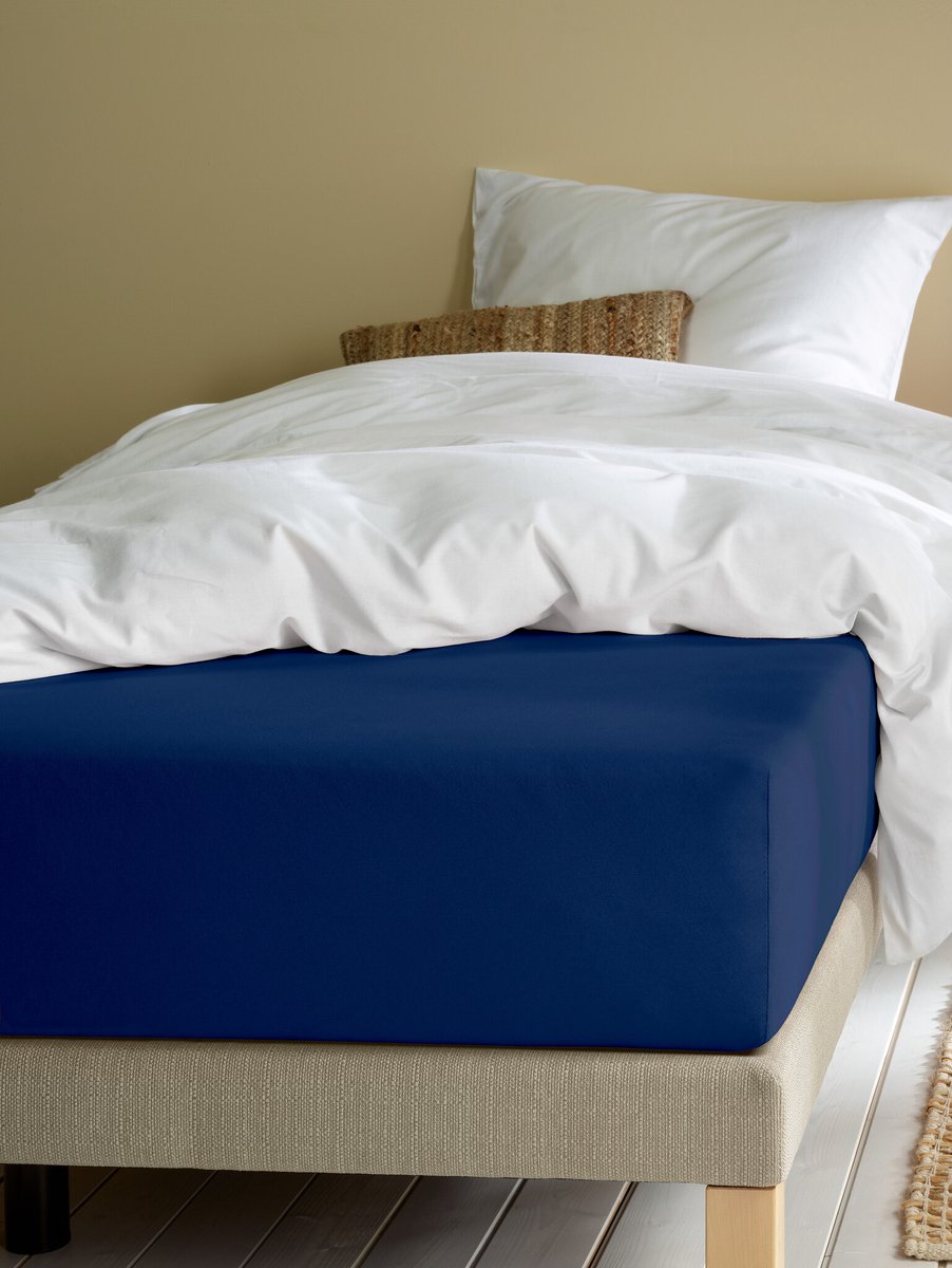 Moodit Hoeslaken Alina Uni Navy Blue - 180 x 200/220 cm - Katoen Jersey
