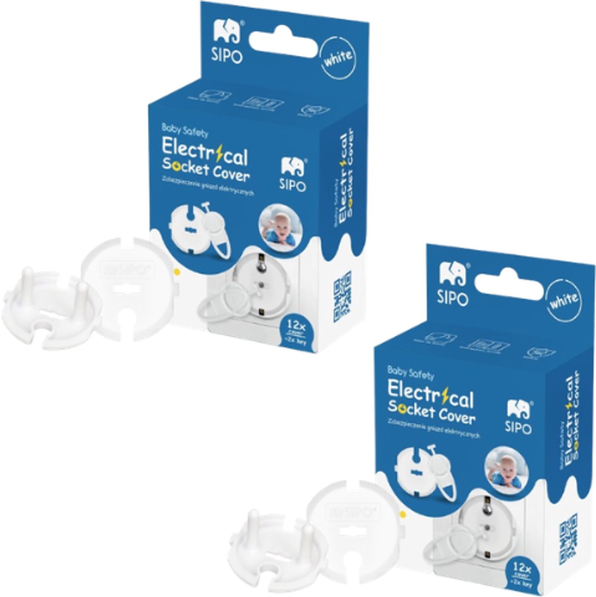SIPO - Stopcontactbeveiliging Kind - 24 Stuks - Kinderbeveiliging Stopcontact Afdekplaat EU - Stopcontactbeschermers Baby Veilig Wonen - Vingerbescherming Stopcontact - Type F - Wit